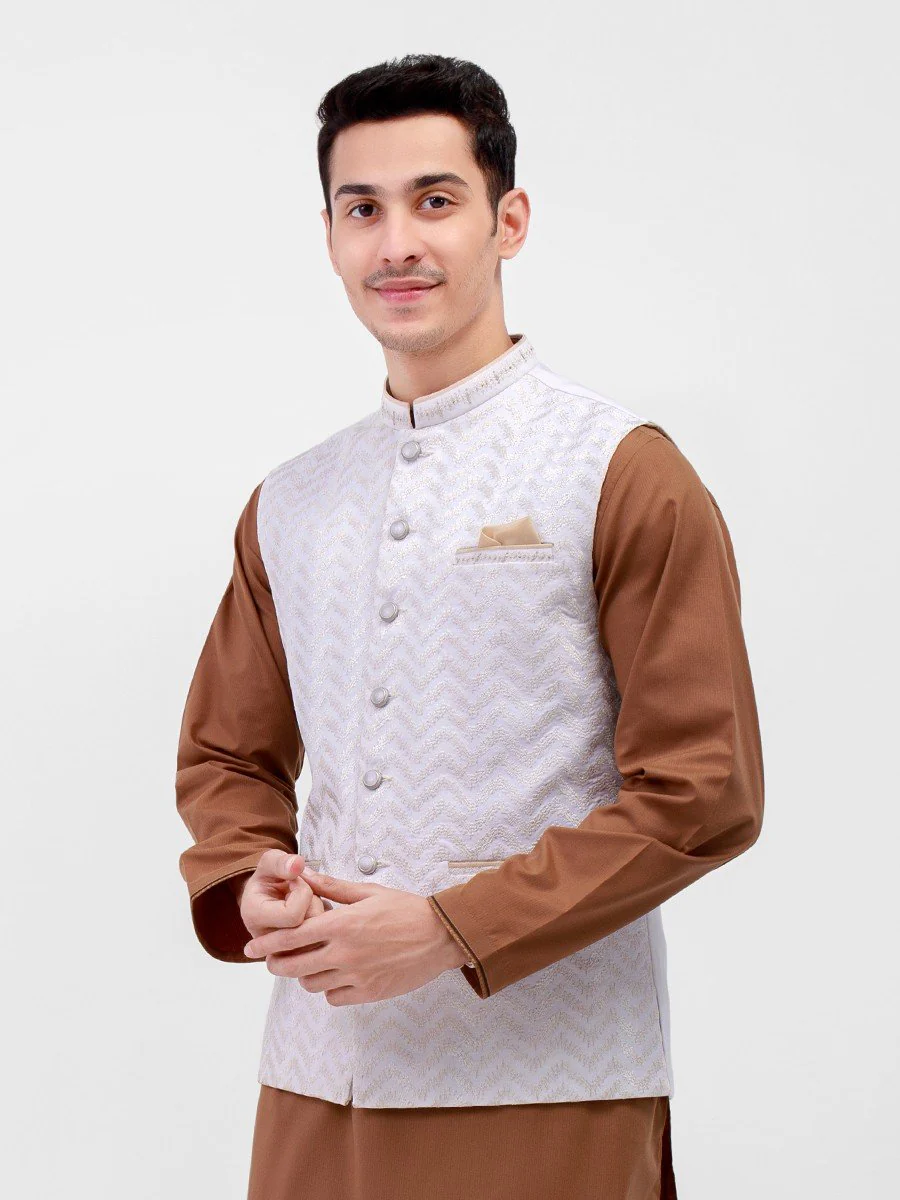 Men's White Waist Coat Ceremonial - EMTWCC21-103 - Image 2