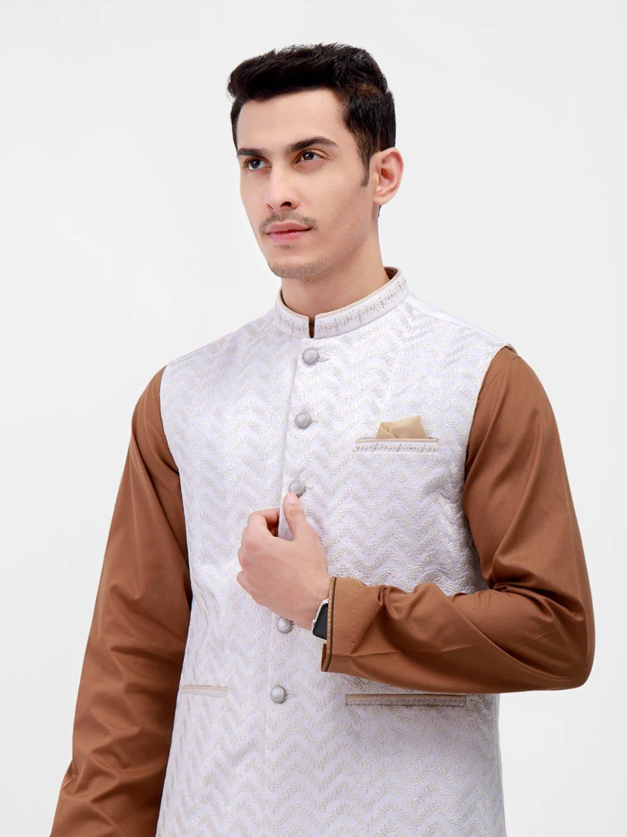 Men's White Waist Coat Ceremonial - EMTWCC21-103 - Image 4