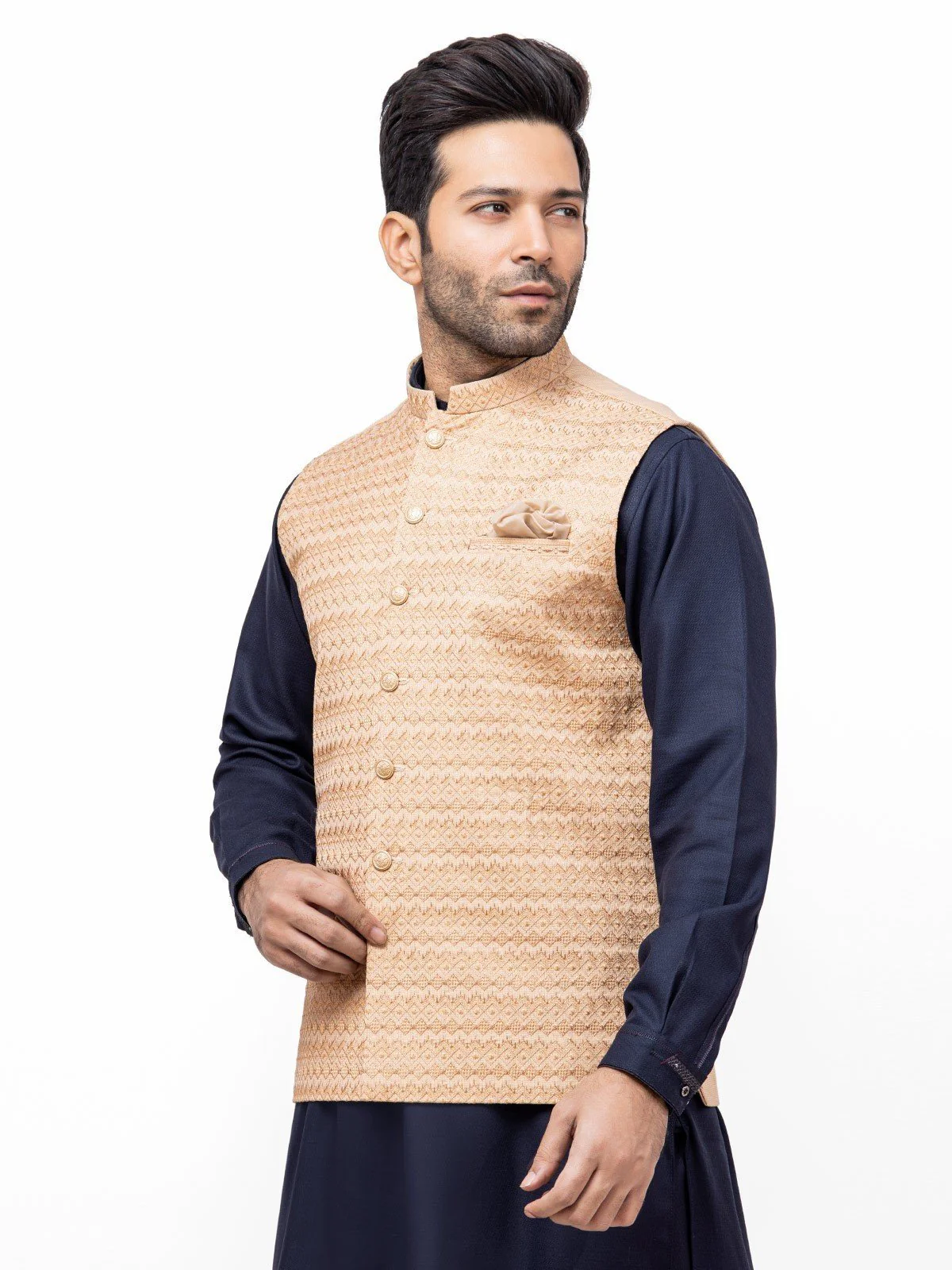 Men's Light Peach Waist Coat Ceremonial - EMTWCC21-106 - Image 2
