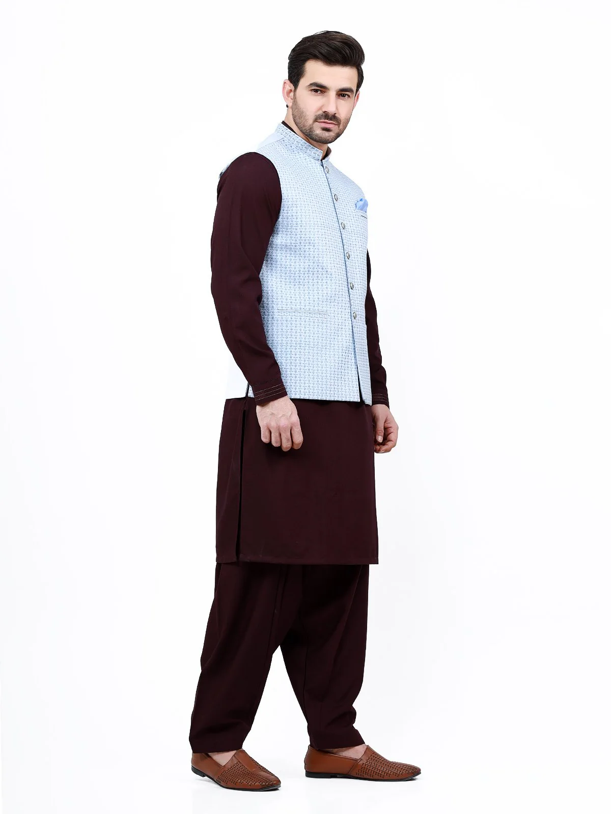 Men's Sky Blue Waist Coat Ceremonial - EMTWCC21-112 - Image 2