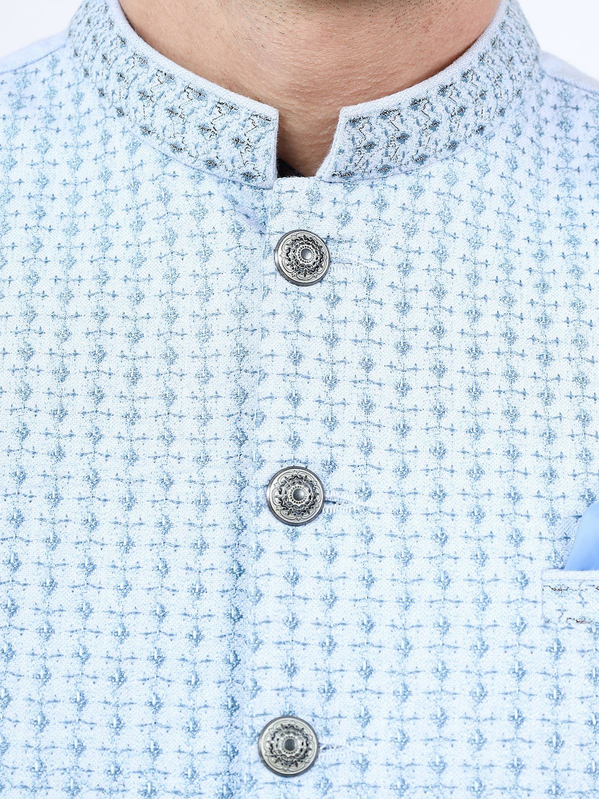 Men's Sky Blue Waist Coat Ceremonial - EMTWCC21-112 - Image 4