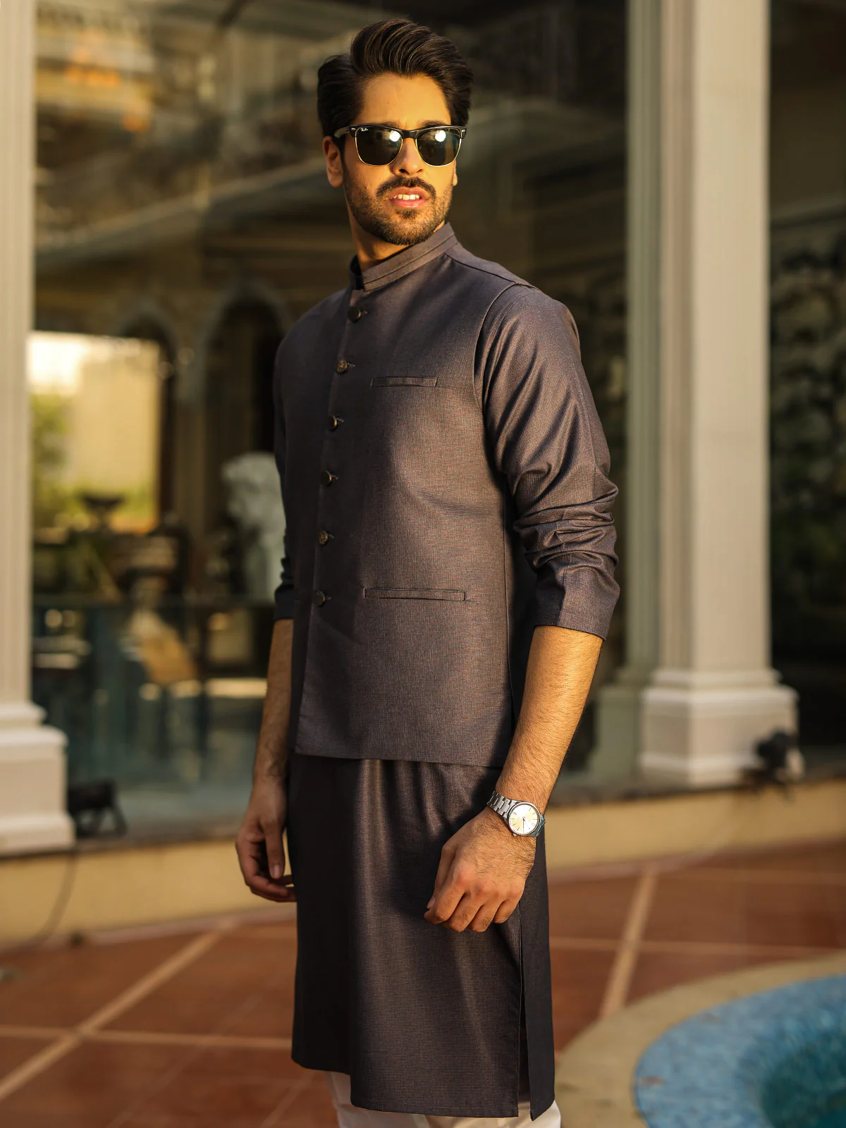Men's Purple Waist Coat Suit - EMTWCS18-9720 - Image 3