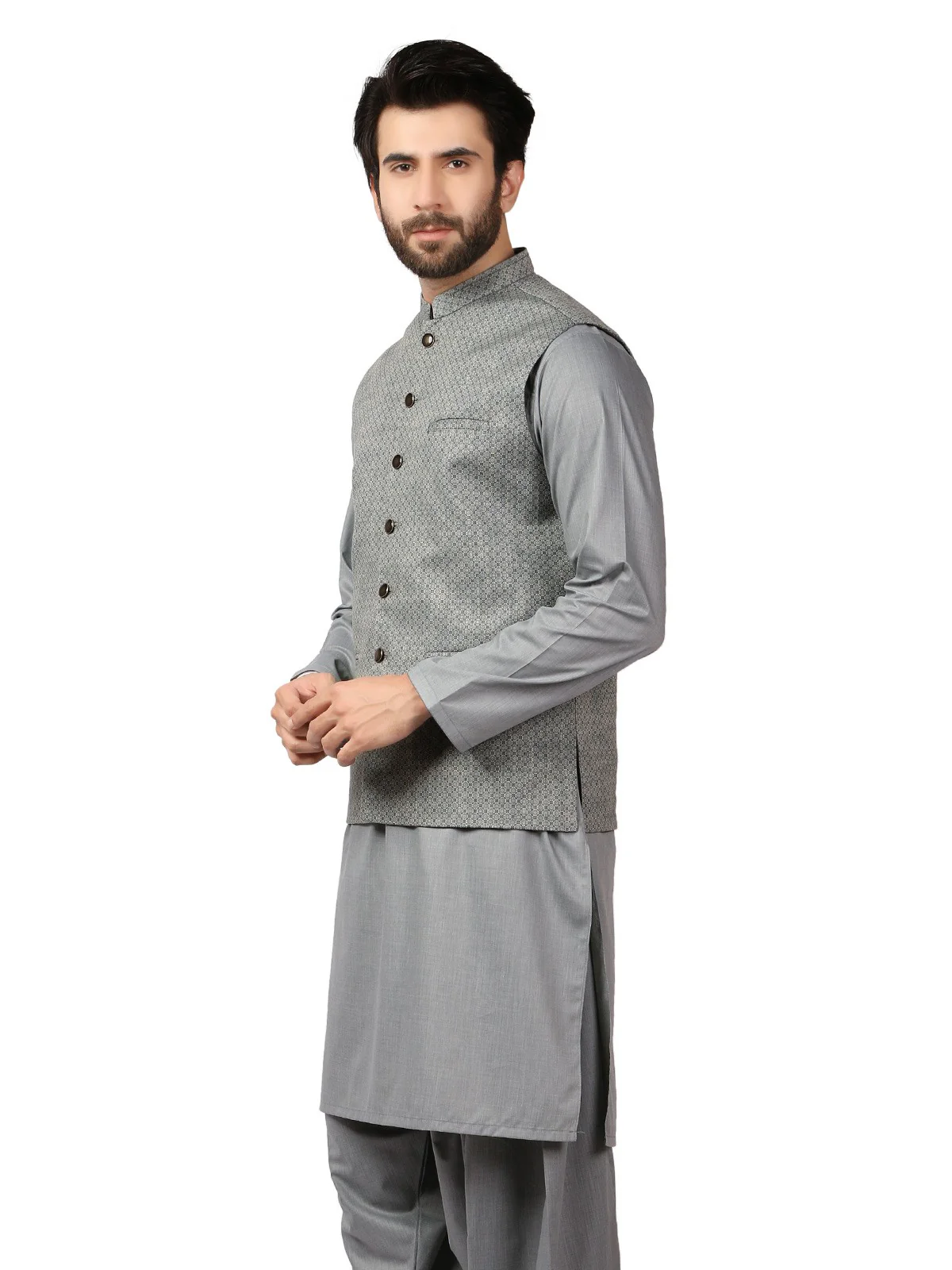 Men's Mist Green Waist Coat Suit - EMTWCS19-9823 - Image 2