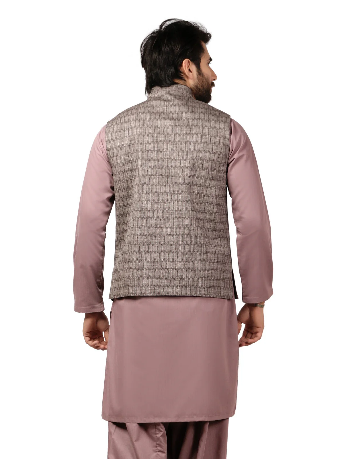 Men's Zinc & Mauve Waist Coat Suit - EMTWCS19-9824 - Image 3