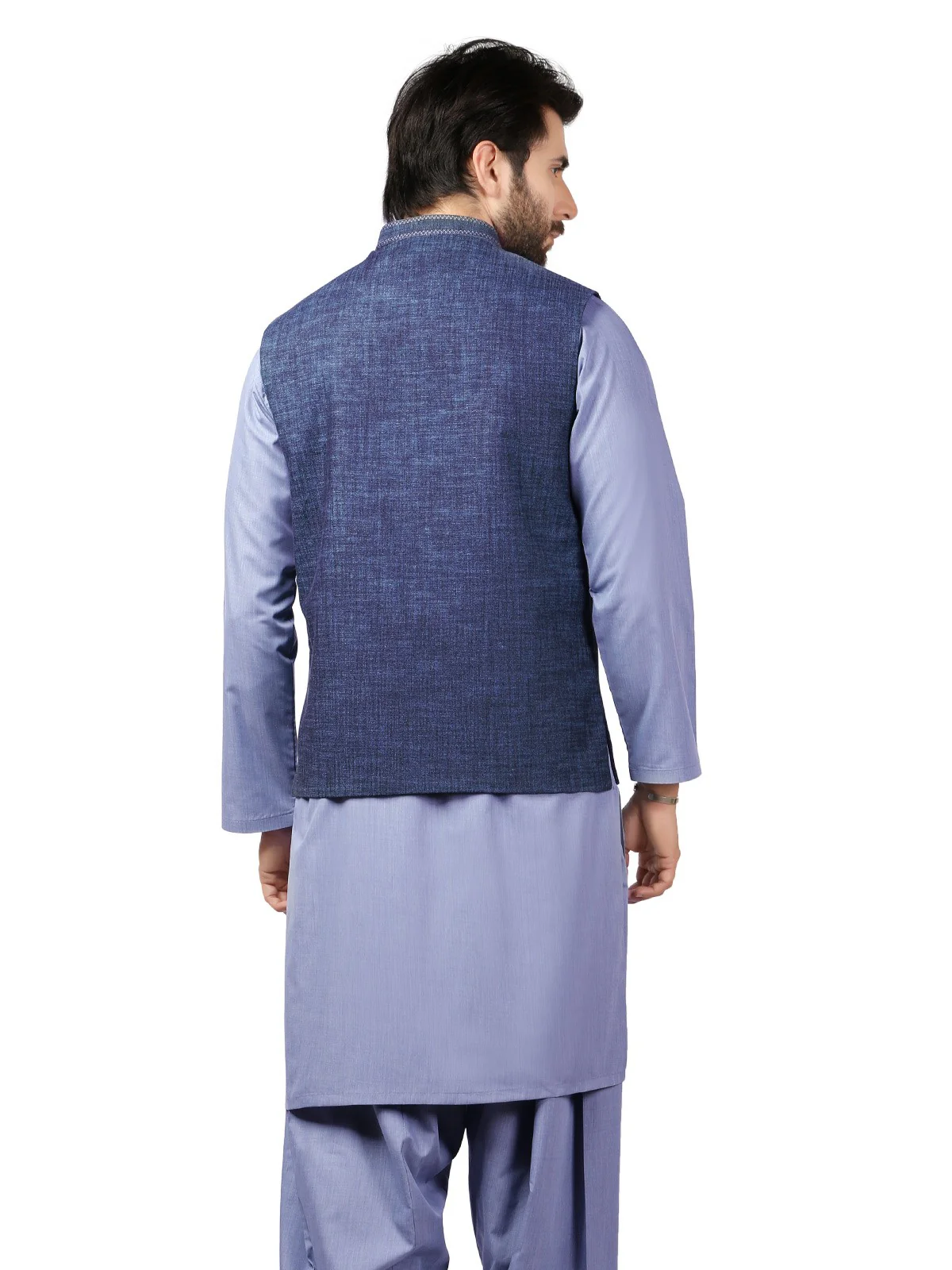 Men's Teal & Blue Waist Coat Suit - EMTWCS19-9826 - Image 3