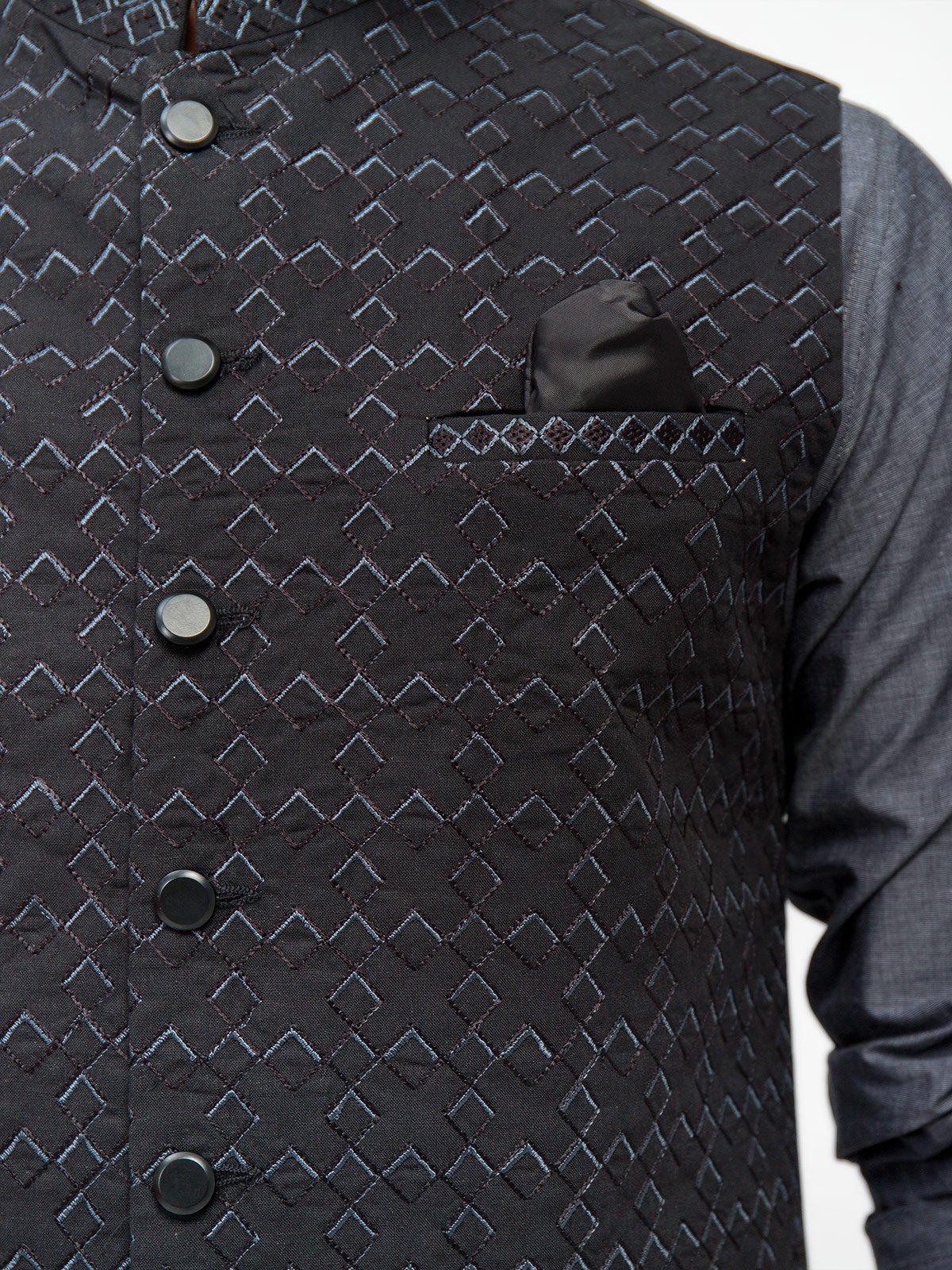 Men's Black & Grey Waist Coat Suit - EMTWCS21-009 - Image 3
