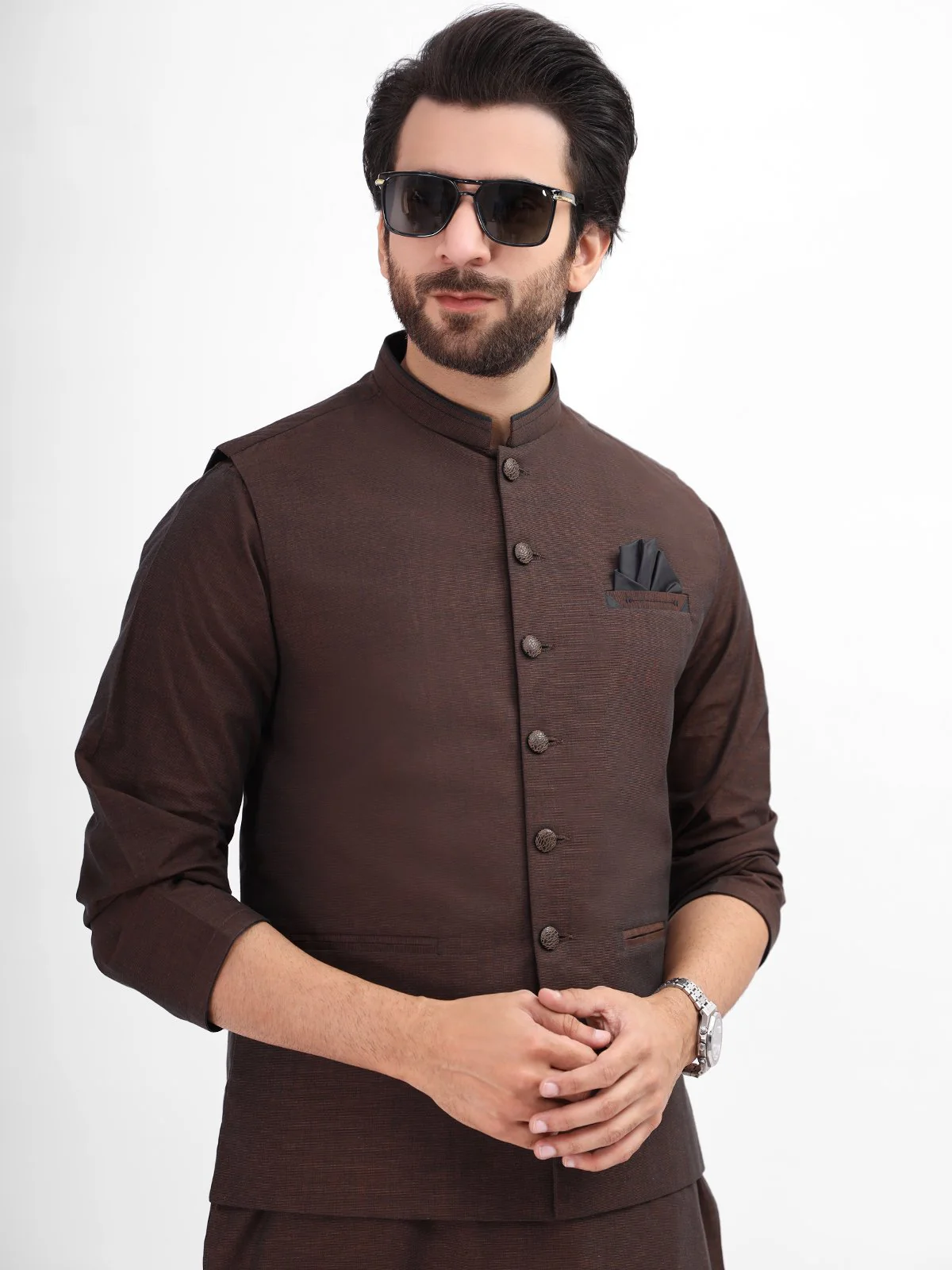 Men's Brown Waist Coat Suit - EMTWCS21-010 - Image 2