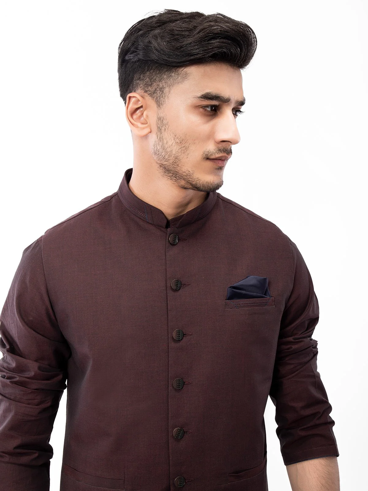 Men's Dark Maroon Waist Coat Suit - EMTWCS21-016 - Image 2