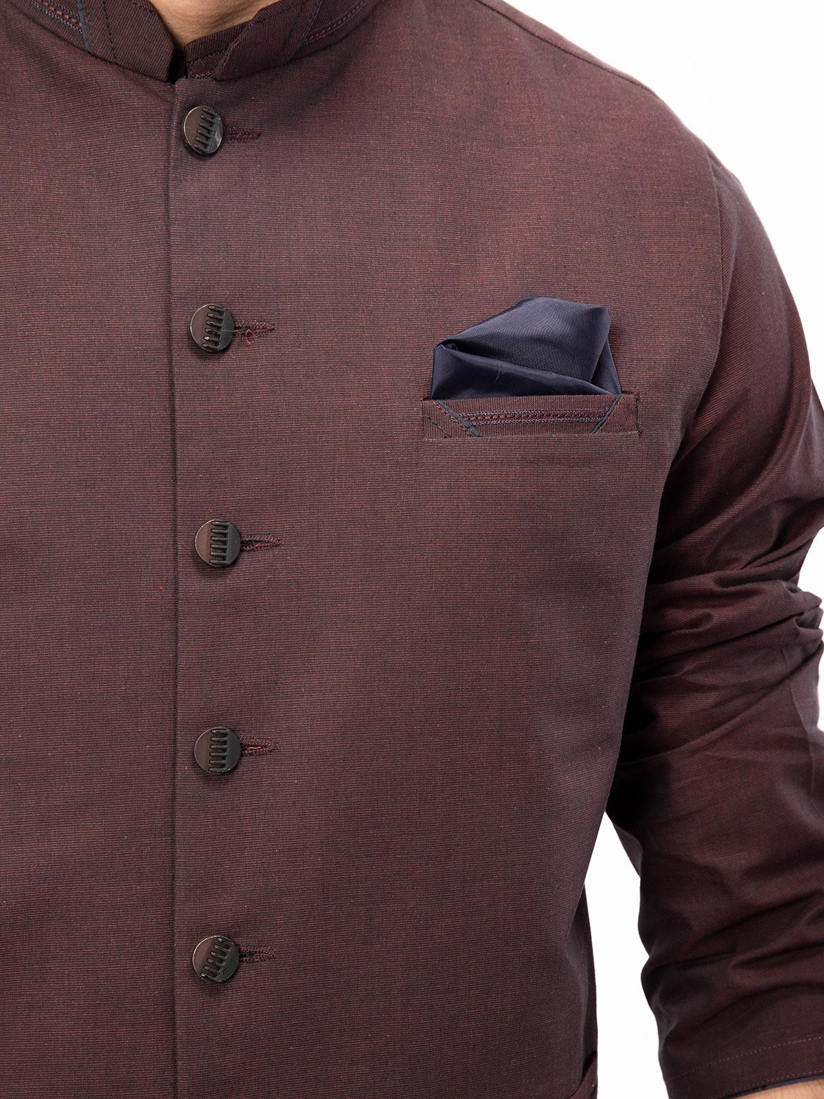 Men's Dark Maroon Waist Coat Suit - EMTWCS21-016 - Image 3