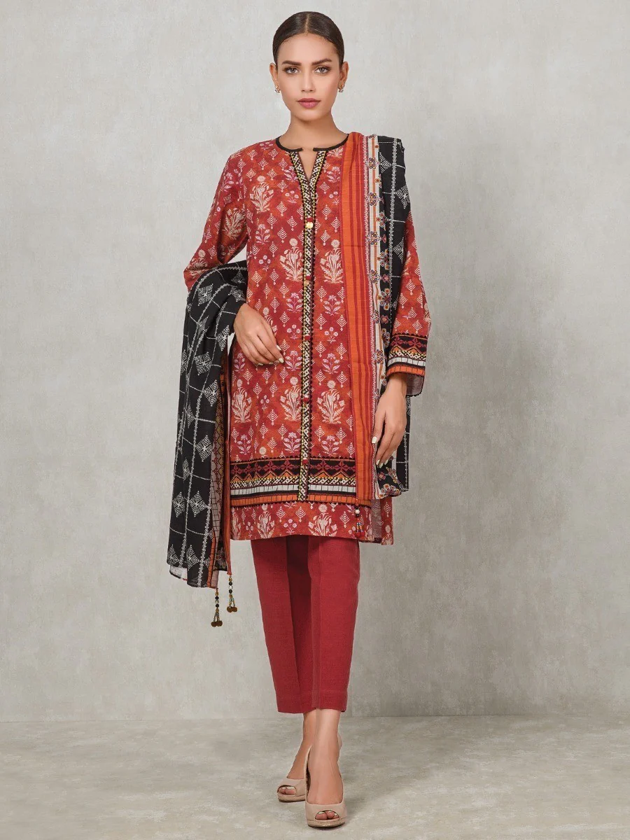 Unstitched Printed Khaddar Suit - EWU20A10-20289