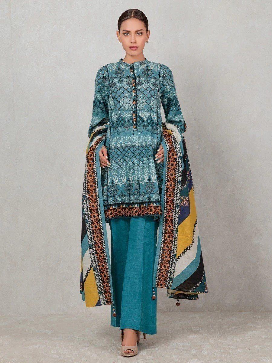 Unstitched Printed Khaddar Suit - EWU20A10-20290