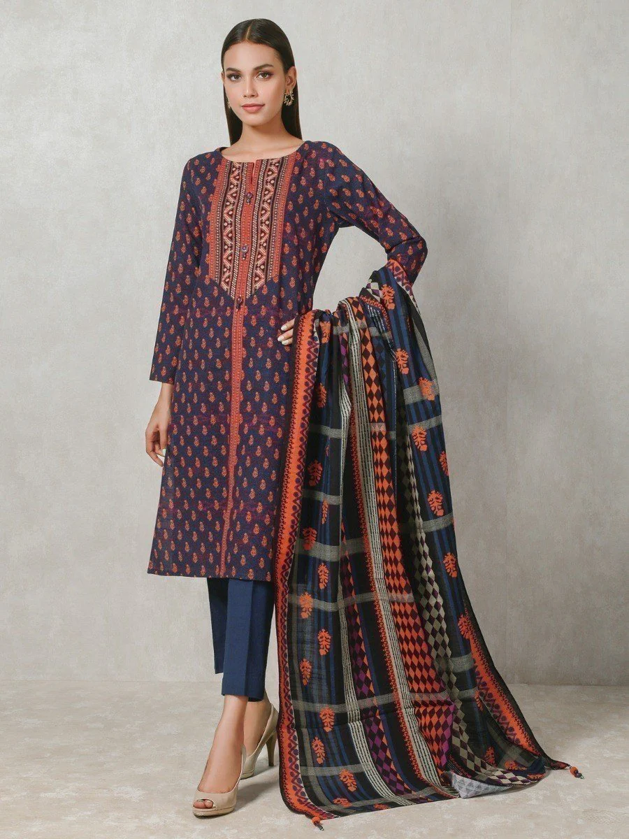Unstitched Printed Khaddar Suit - EWU20A10-20298