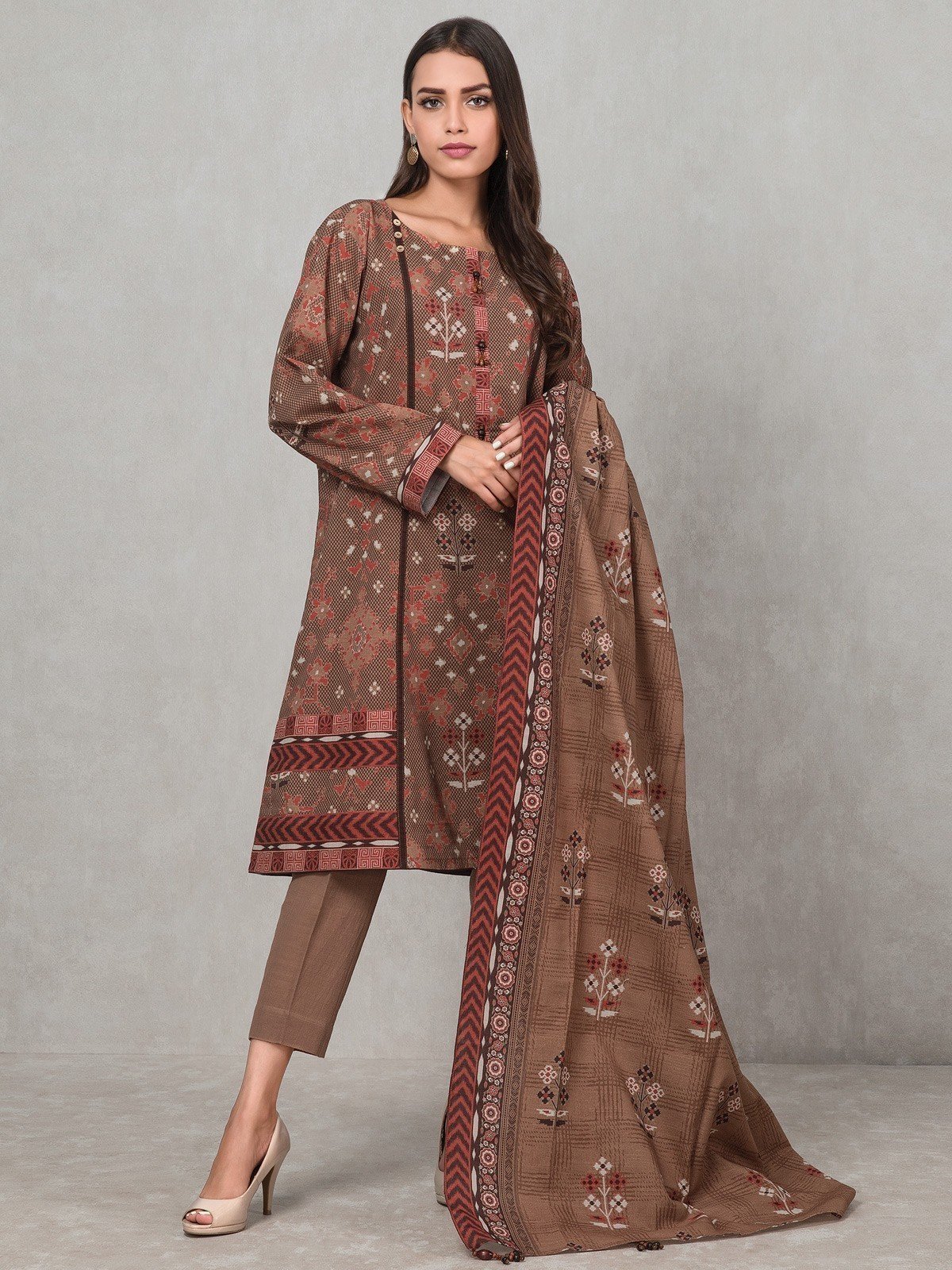 Unstitched Printed Khaddar Suit - EWU20A10-20300