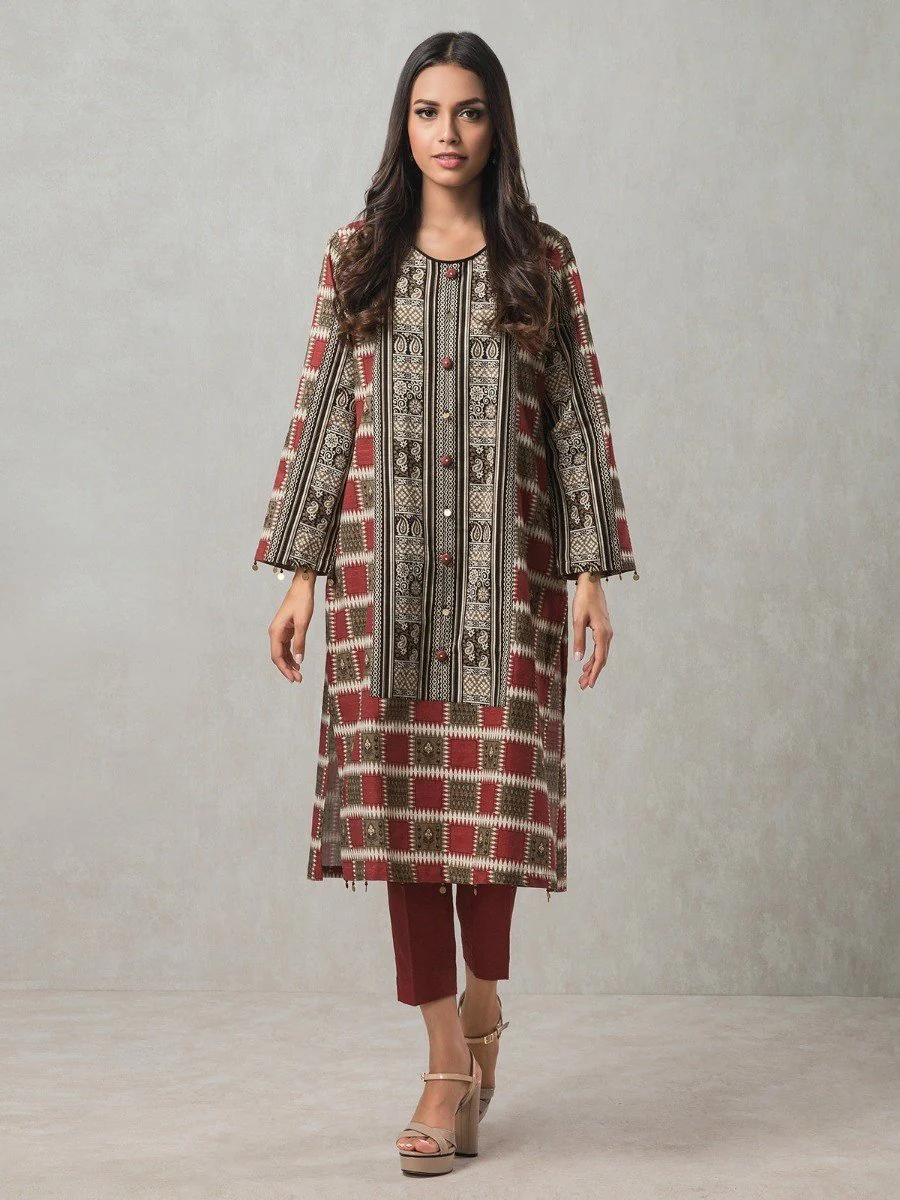 Unstitched Printed Khaddar Shirt - EWU20A10-20358