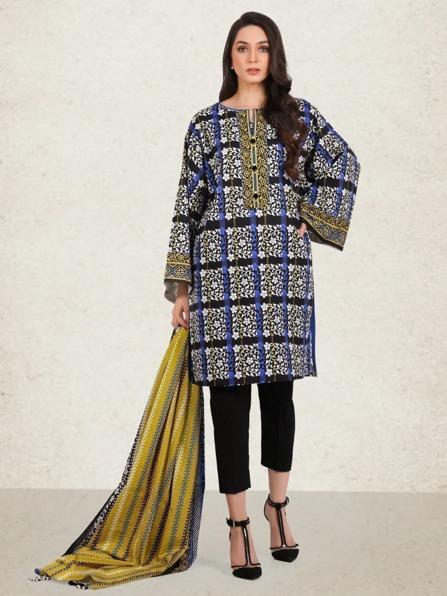 Unstitched Printed Cambric Shirt Dupatta - EWU20A9-20250