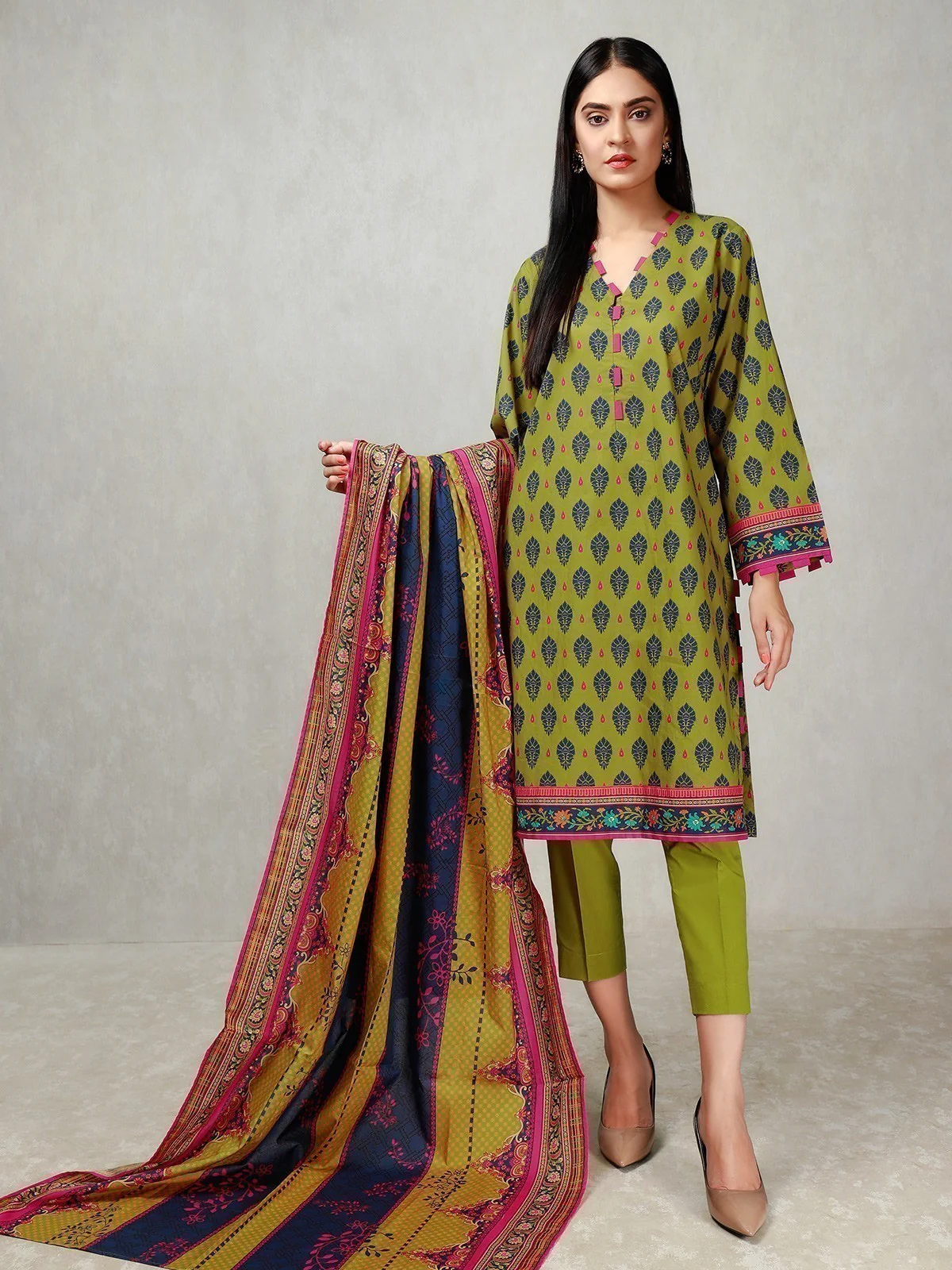Unstitched Printed Cambric Shirt Dupatta - EWU20A9-20254