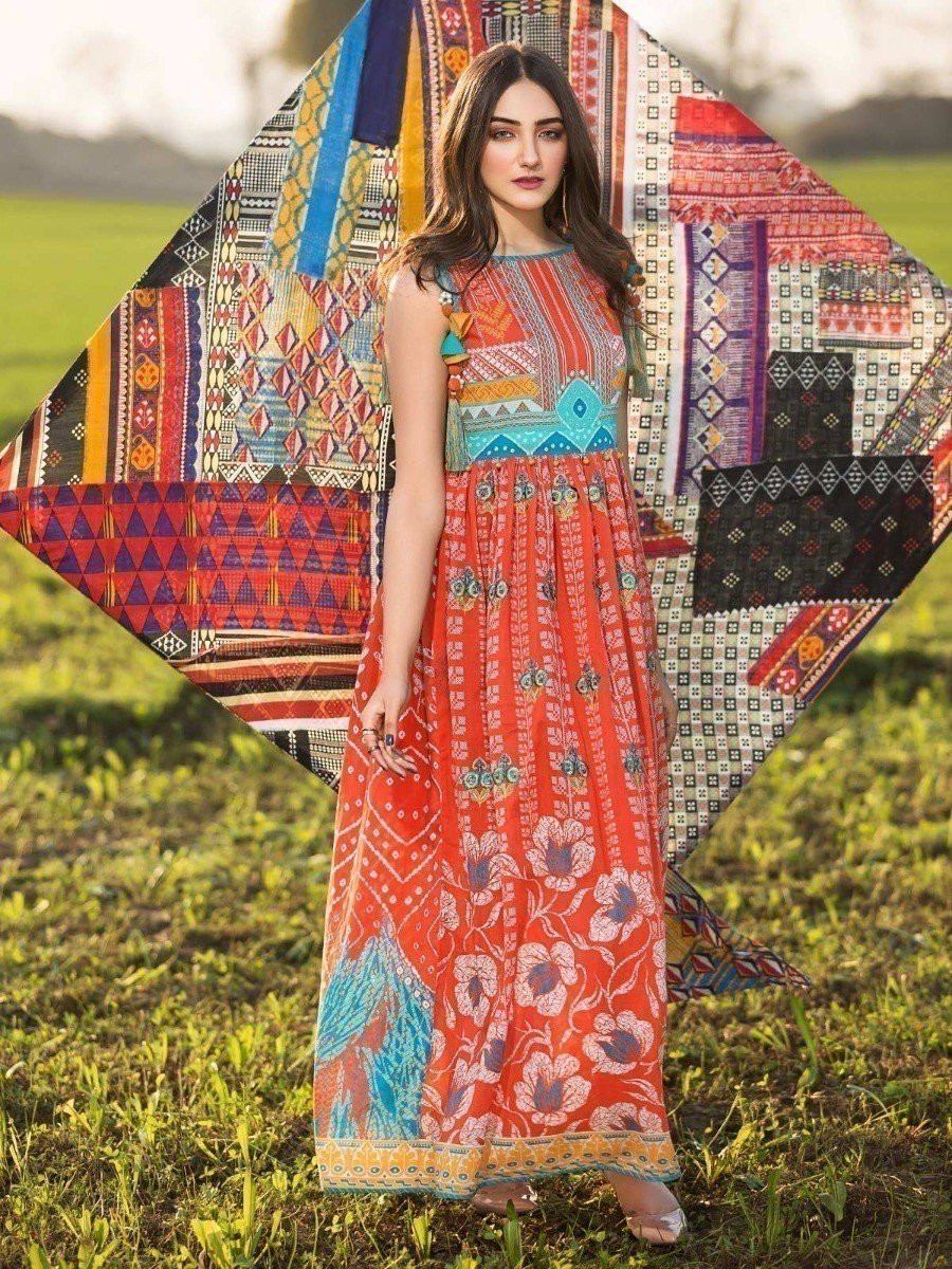 Unstitched Embroidered Lawn Shirt - EWU20V1-20033