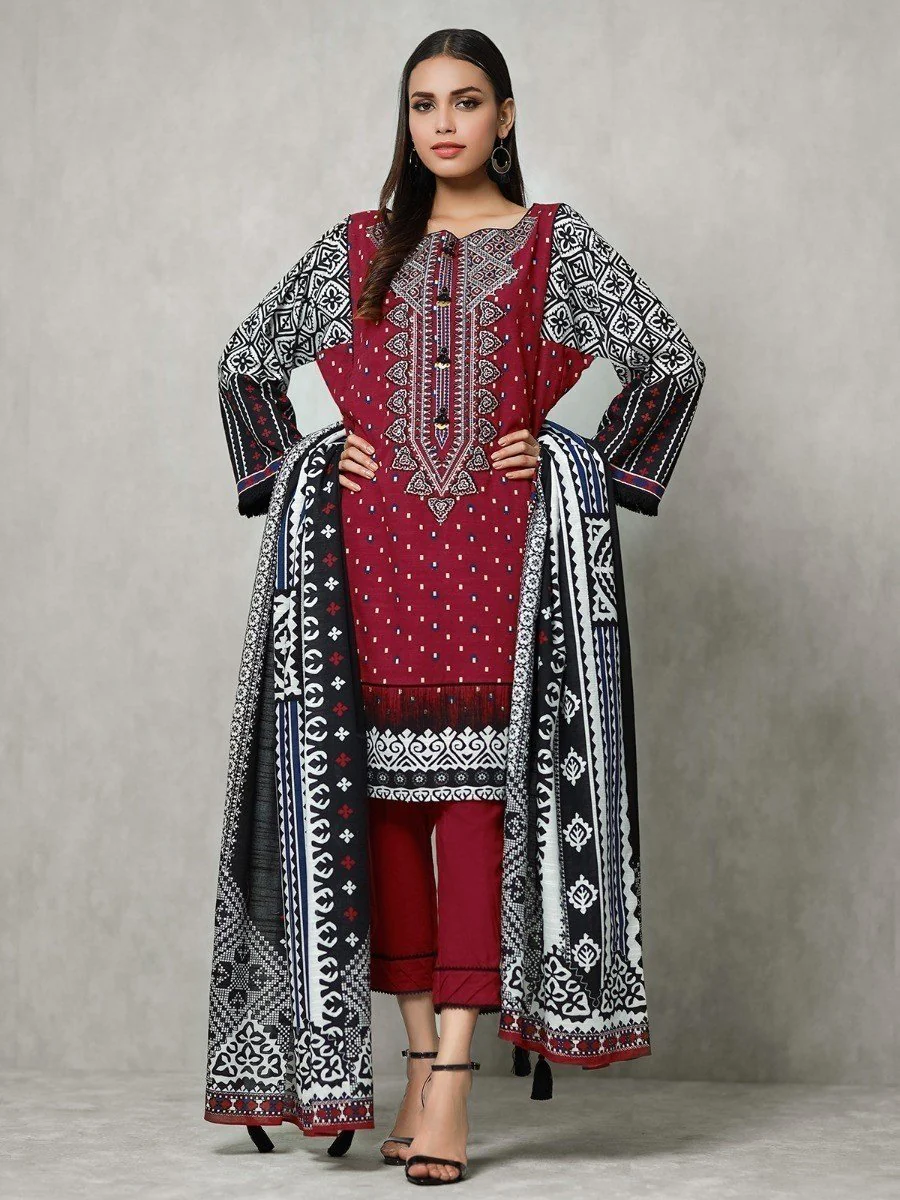 Unstitched Embroidered Khaddar Suit - EWU20W12-20170