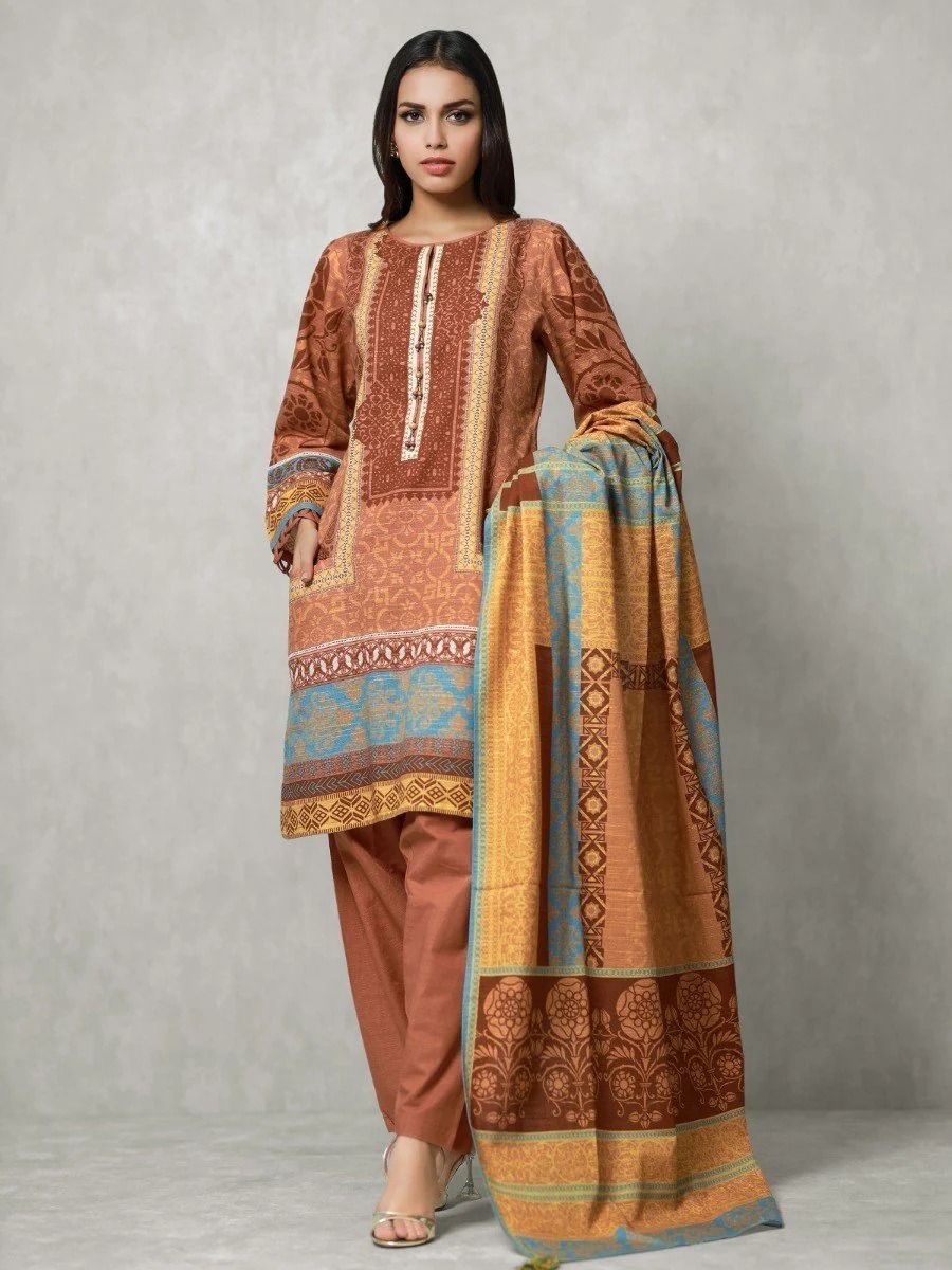 Unstitched Embroidered Khaddar Suit - EWU20W12-20178
