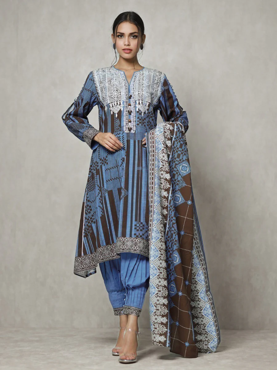 Unstitched Embroidered Khaddar Suit - EWU20W12-20181