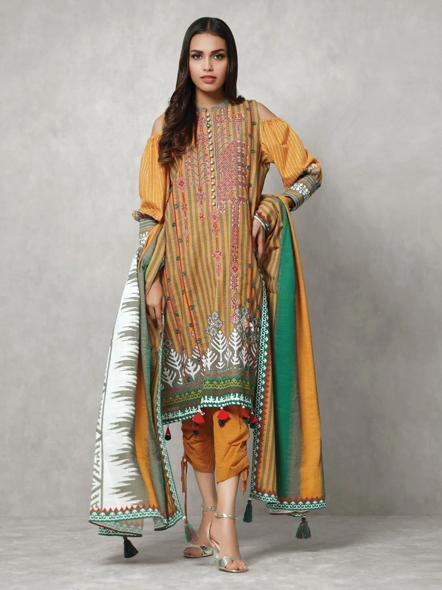 Unstitched Embroidered Khaddar Suit - EWU20W12-20188