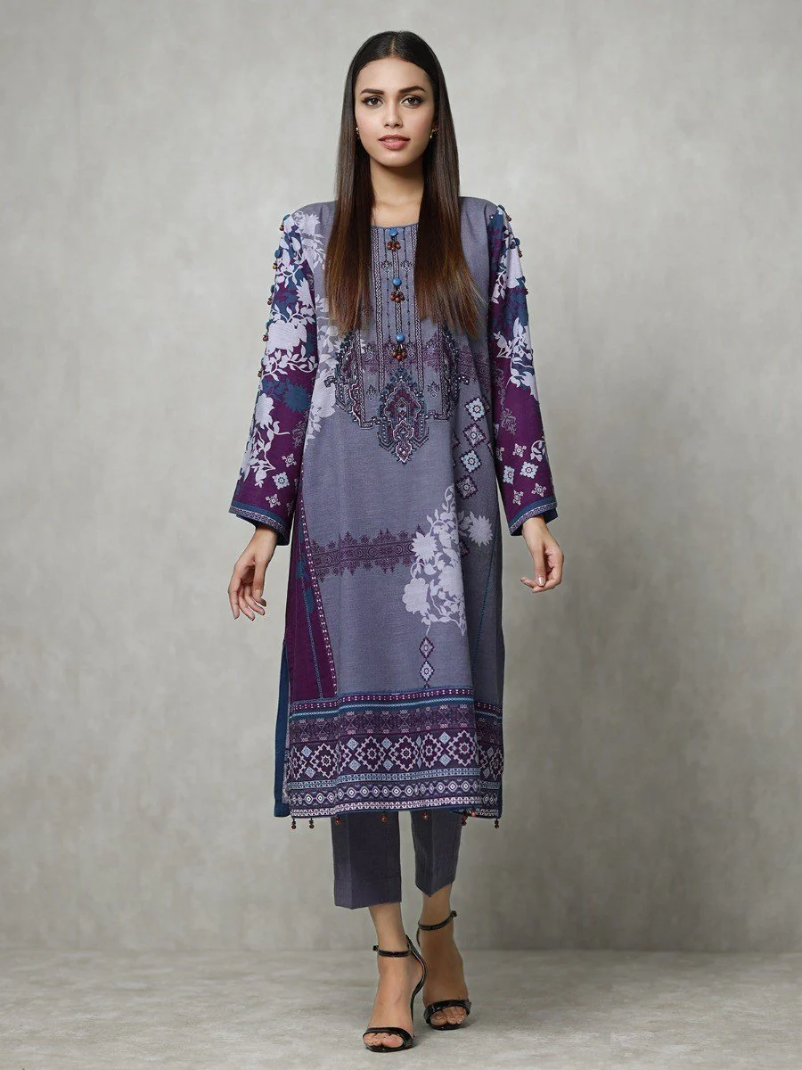 Unstitched Embroidered Khaddar Shirt - EWU20W12-20195
