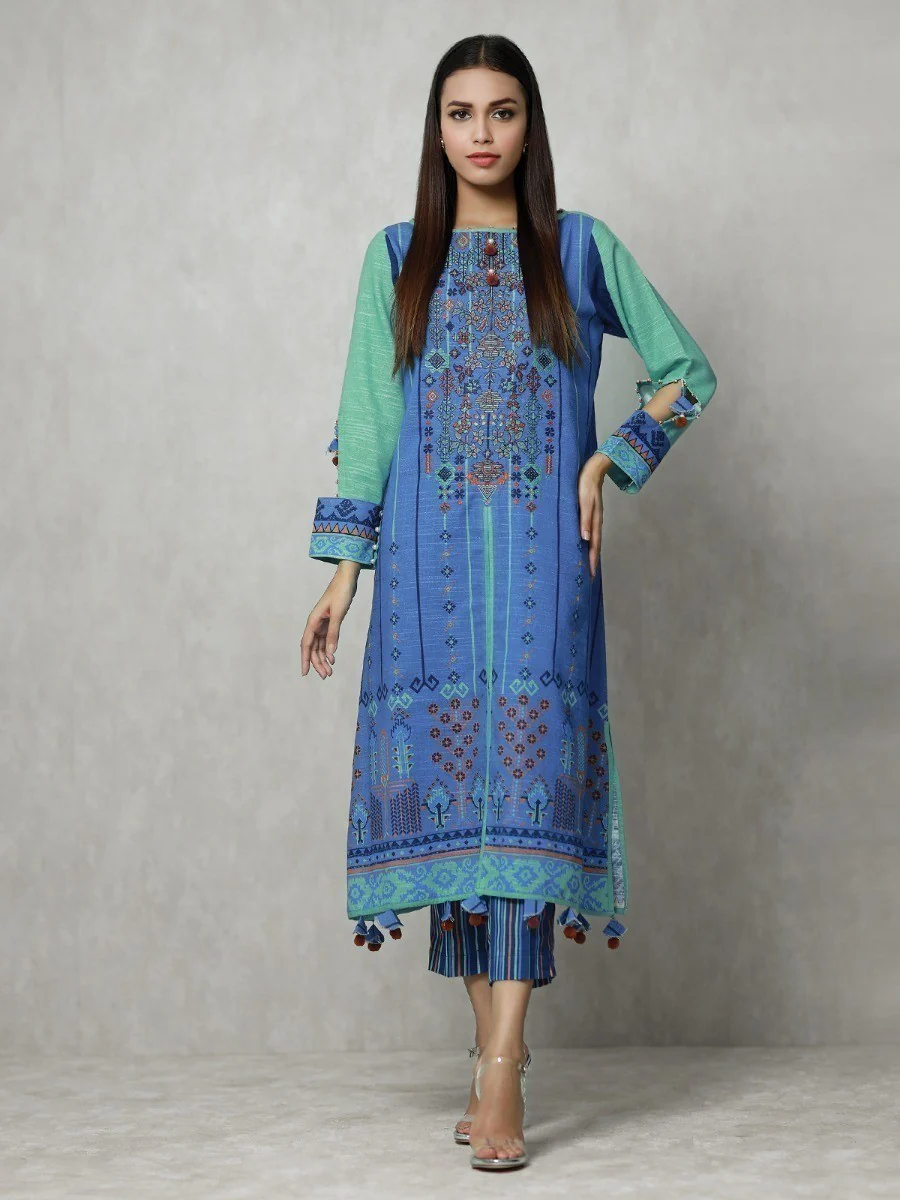 Unstitched Embroidered Khaddar Shirt Trouser - EWU20W12-20212