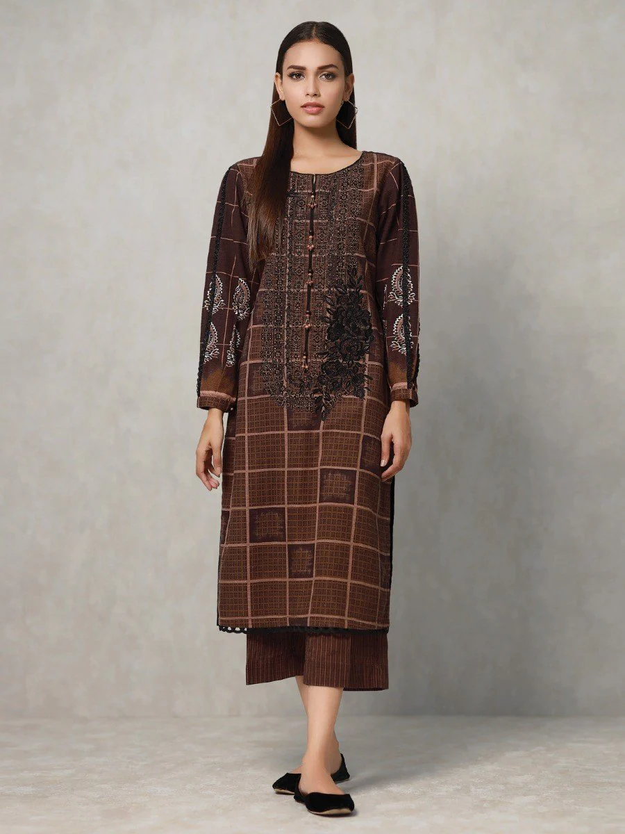 Unstitched Embroidered Khaddar Shirt Trouser - EWU20W12-20213