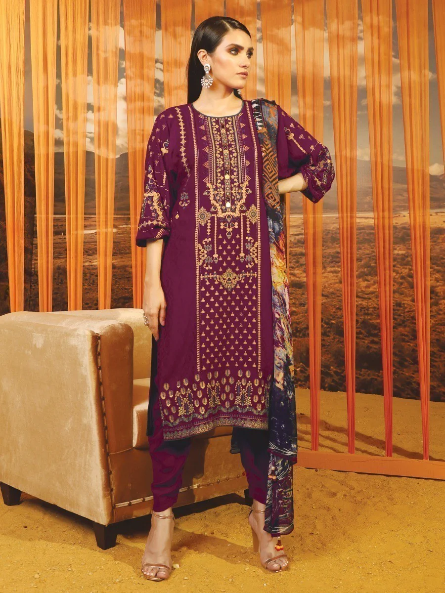 Unstitched Embroidered Jacquard Suit - EWU20W8-19832