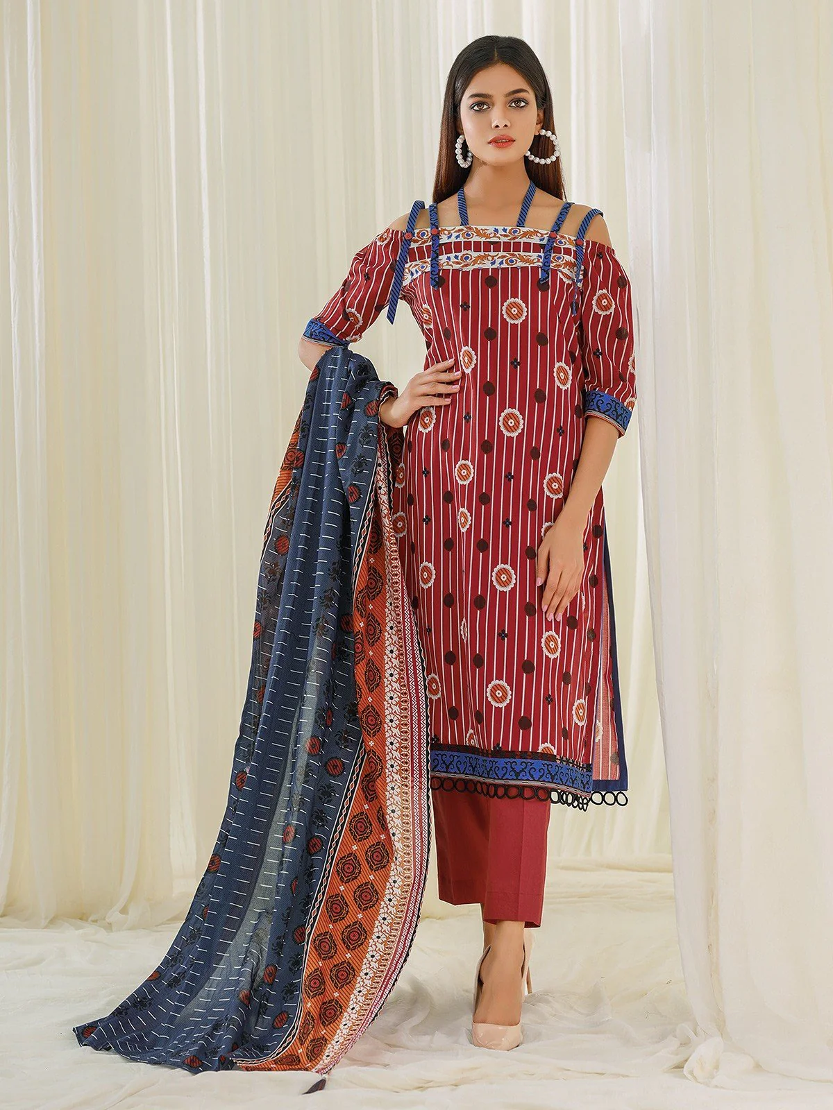 Unstitched Printed Lawn Shirt Dupatta - EWU21A1-20586