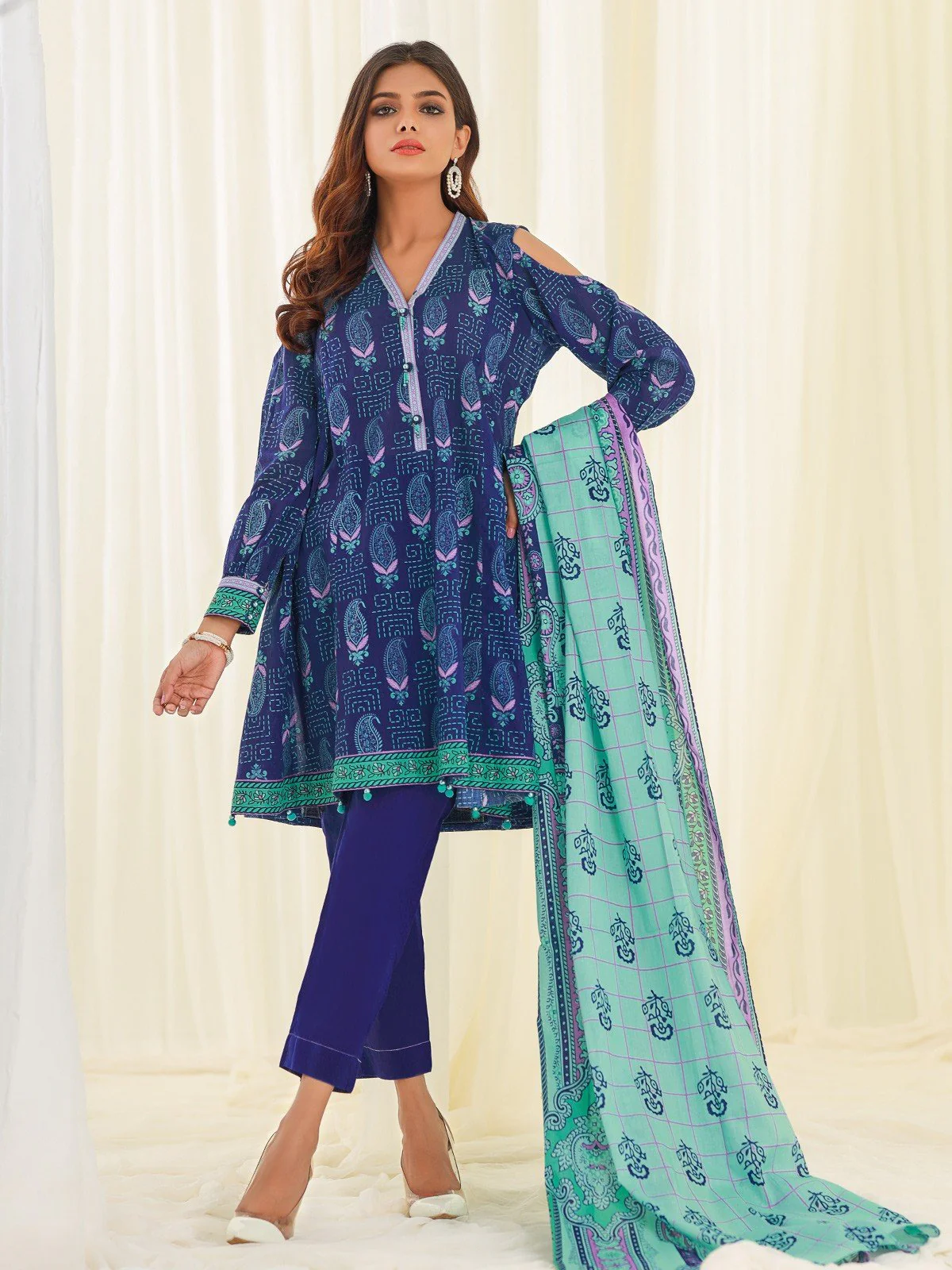 Unstitched Printed Lawn Shirt Dupatta - EWU21A1-20588
