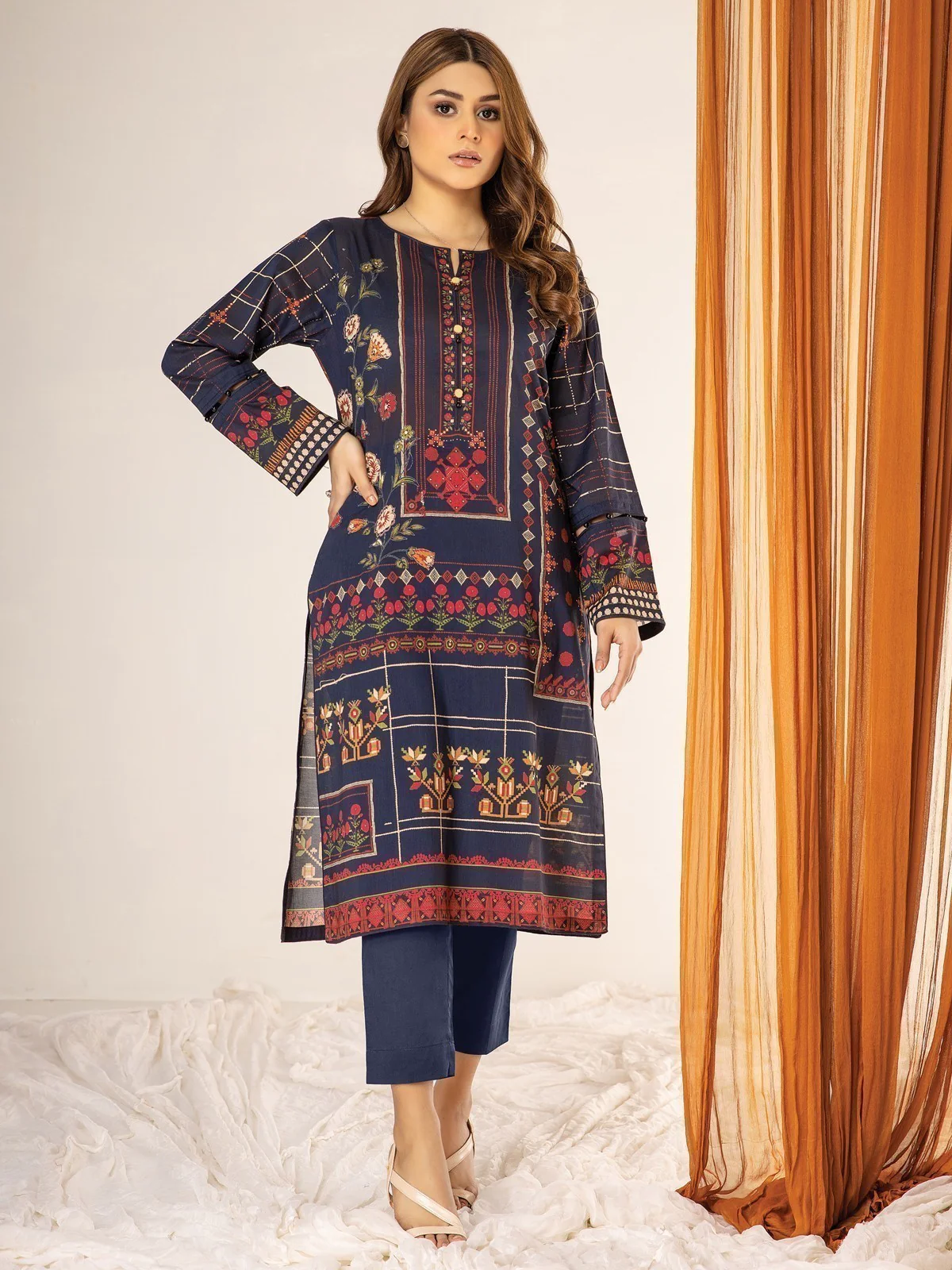 Unstitched Printed Lawn Shirt Trouser - EWU21A1-20605