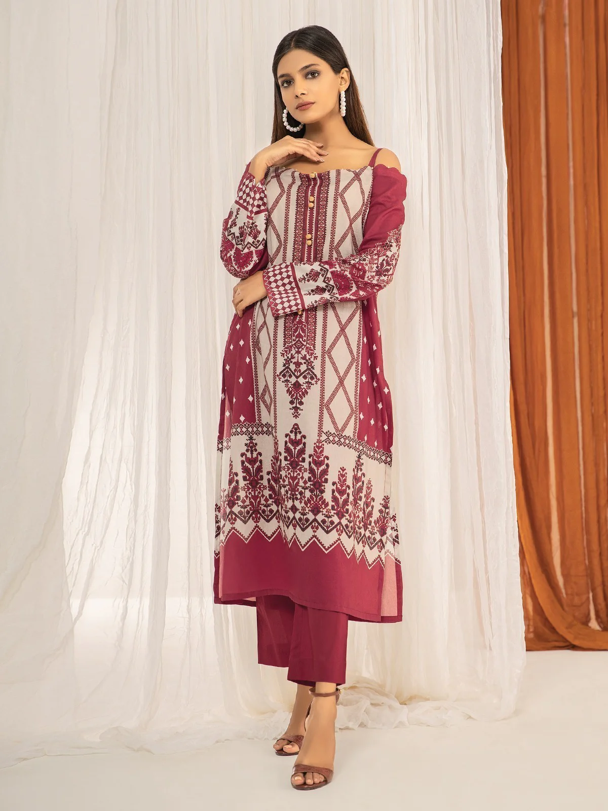 Unstitched Printed Lawn Shirt Trouser - EWU21A1-20606