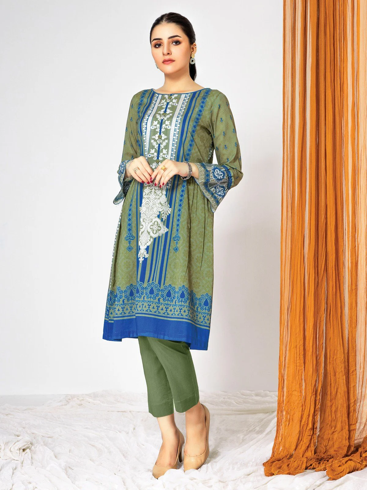 Unstitched Printed Lawn Shirt Trouser - EWU21A1-20608