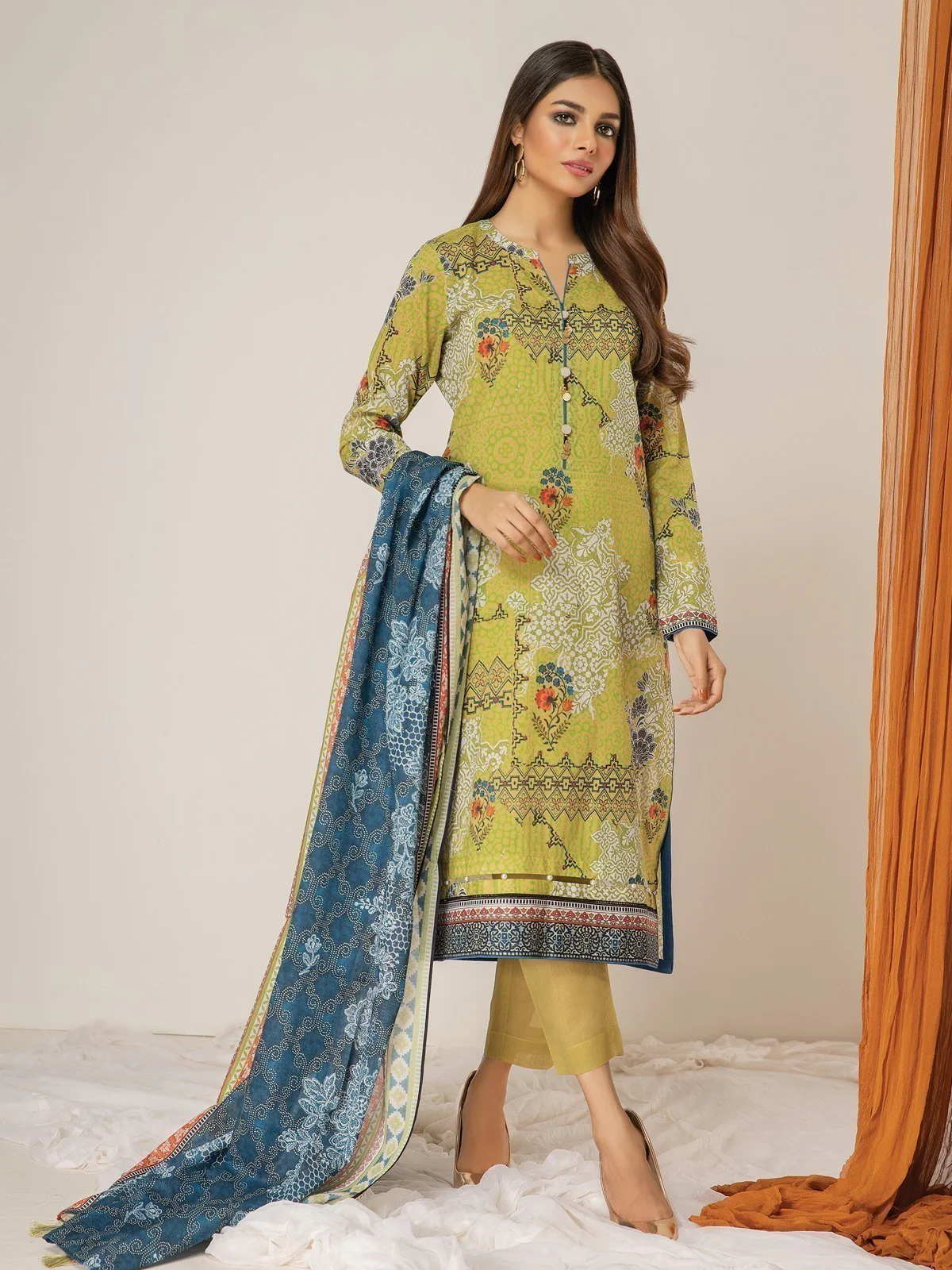 Unstitched Printed Lawn Shirt Dupatta - EWU21A1-20633