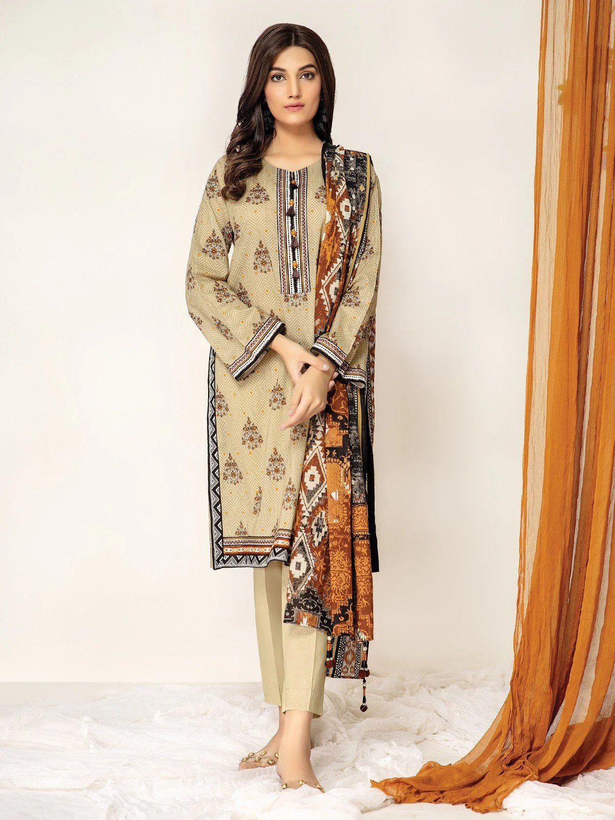 Unstitched Printed Lawn Shirt Dupatta - EWU21A1-20637