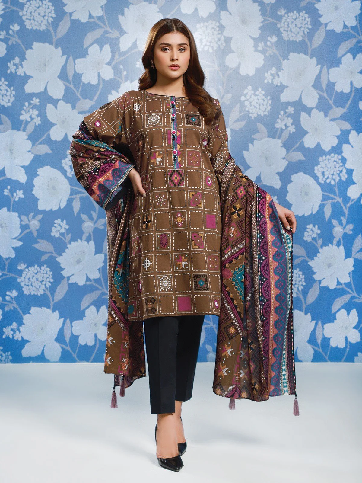Unstitched Printed Lawn Shirt Dupatta - EWU21A1-20681