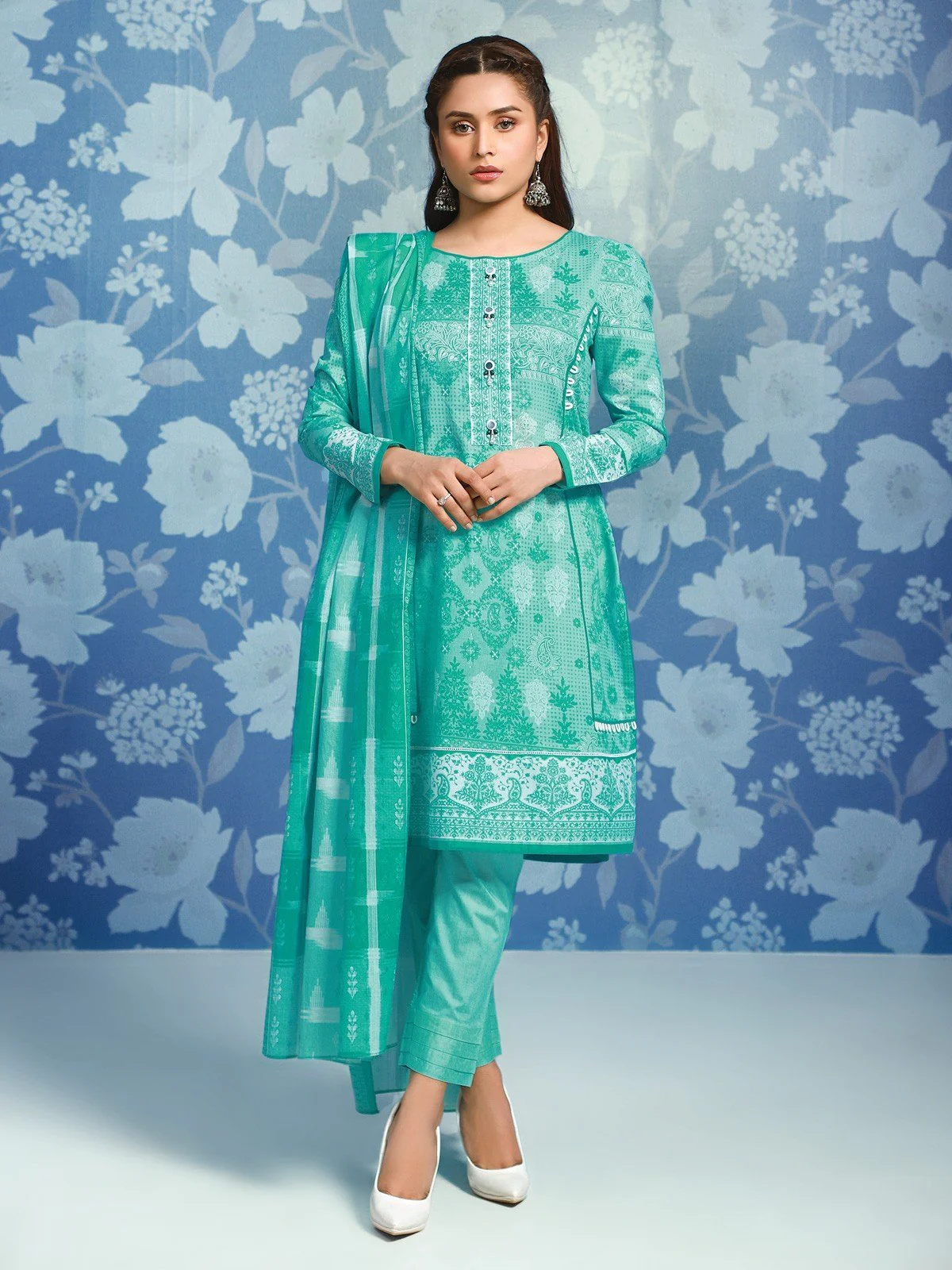 Unstitched Printed Lawn Shirt Dupatta - EWU21A1-20686