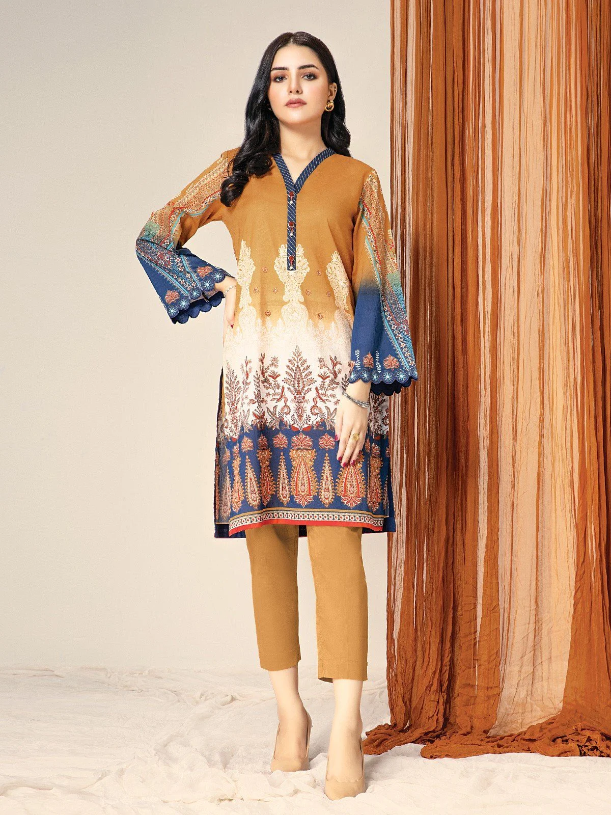 Unstitched Printed Lawn Shirt - EWU21A1-20761
