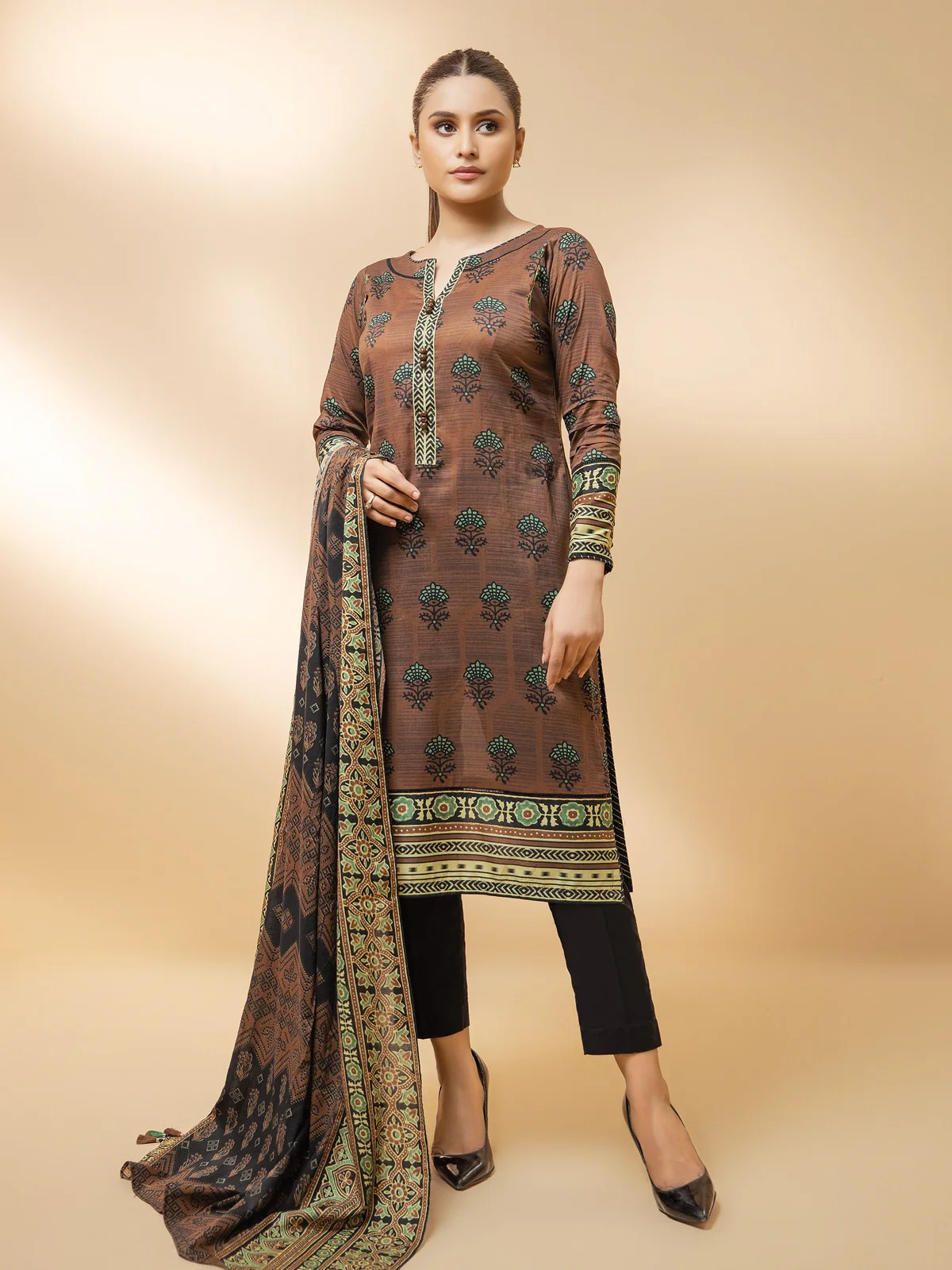 Unstitched Printed Khaddar Suit - EWU21A9-21478