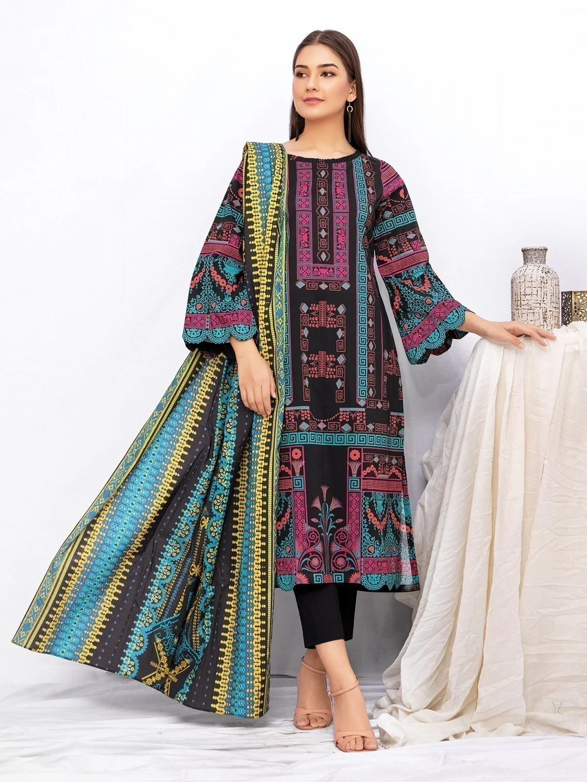 Unstitched Printed Khaddar Shirt Trouser - EWU21A9-21554