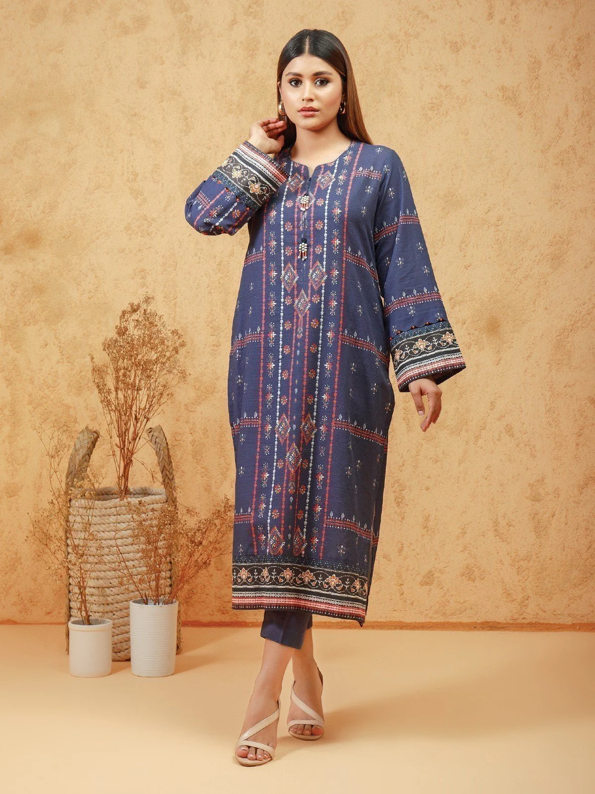 Unstitched Printed Khaddar Shirt - EWU21A9-21578