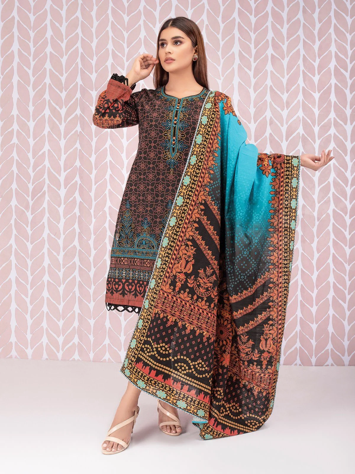 Unstitched Embroidered Viscose Suit - EWU21V11-21746