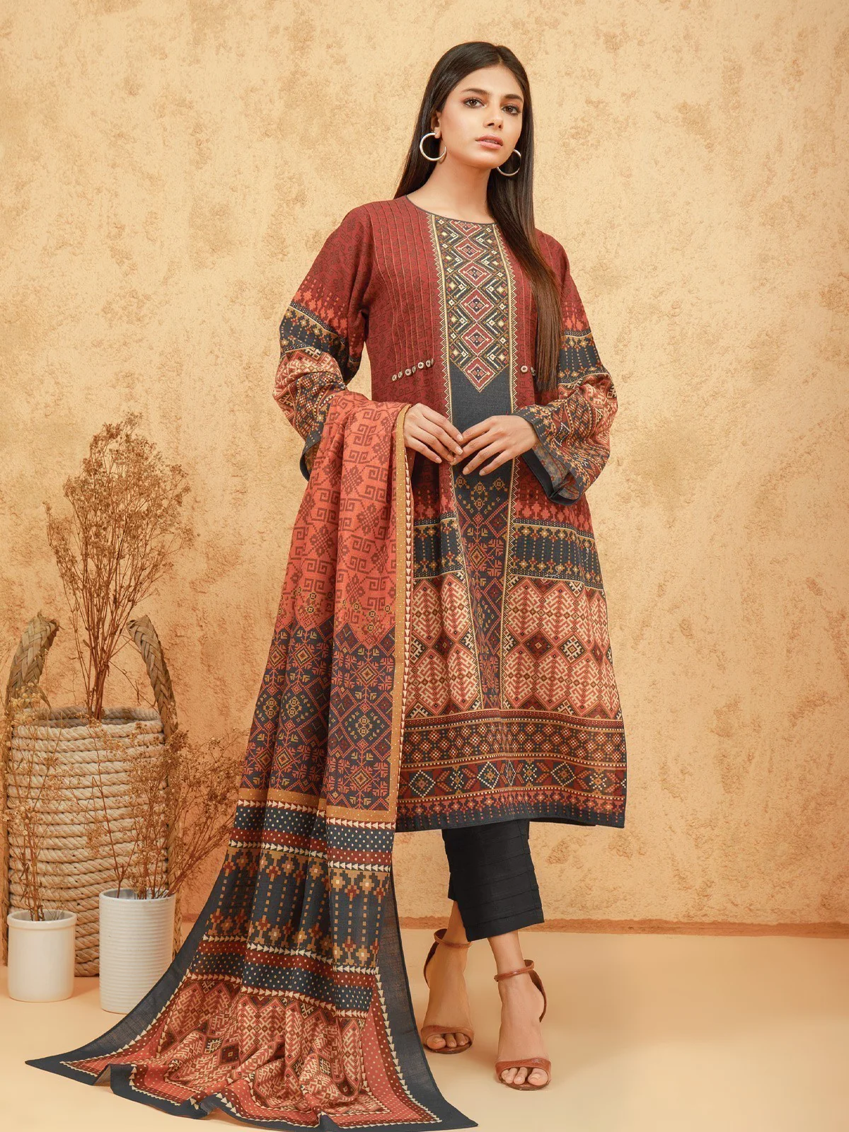 Unstitched Embroidered Viscose Suit - EWU21V11-21753