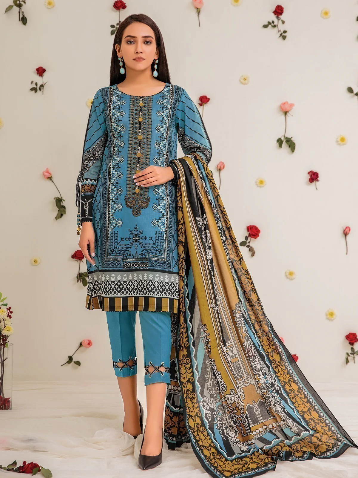 Unstitched Embroidered Lawn Suit - EWU21V2-20407