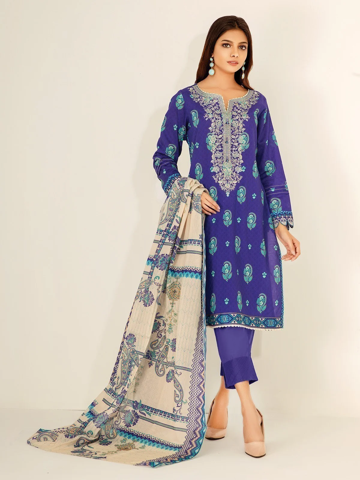 Unstitched Embroidered Lawn Suit - EWU21V2-20414