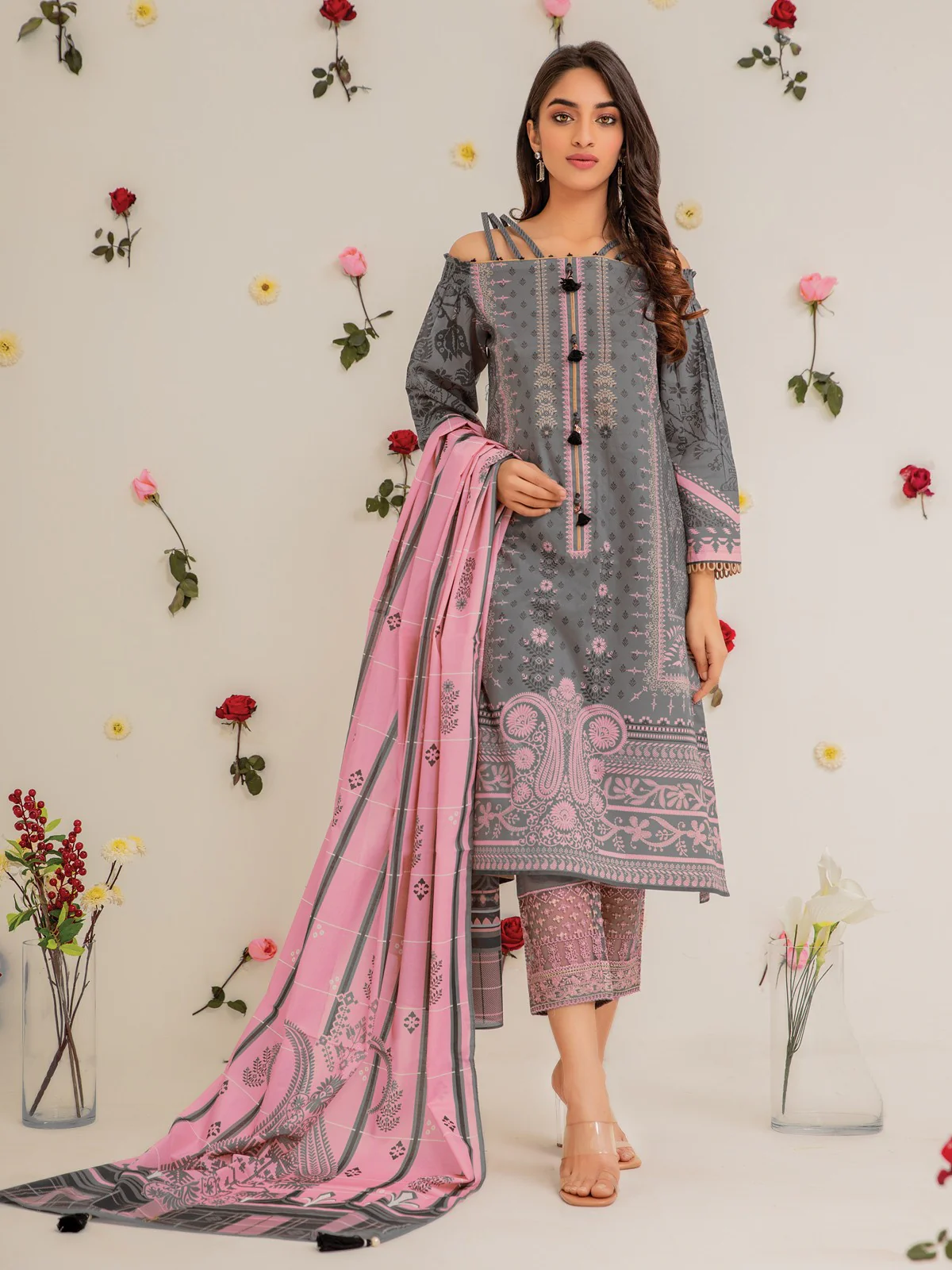 Unstitched Embroidered Lawn Suit - EWU21V2-20433
