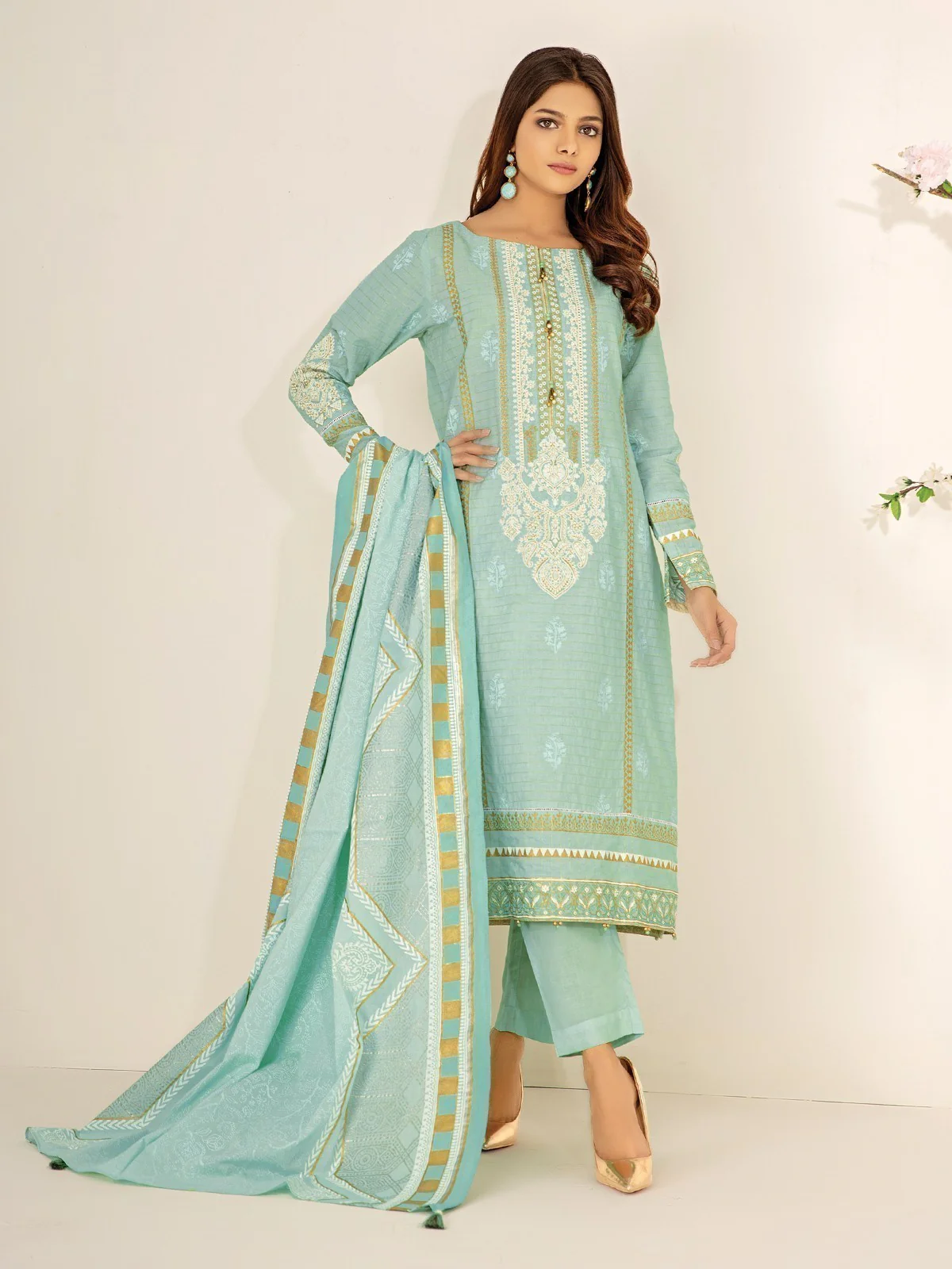 Unstitched Embroidered Jacquard Suit - EWU21V2-20437
