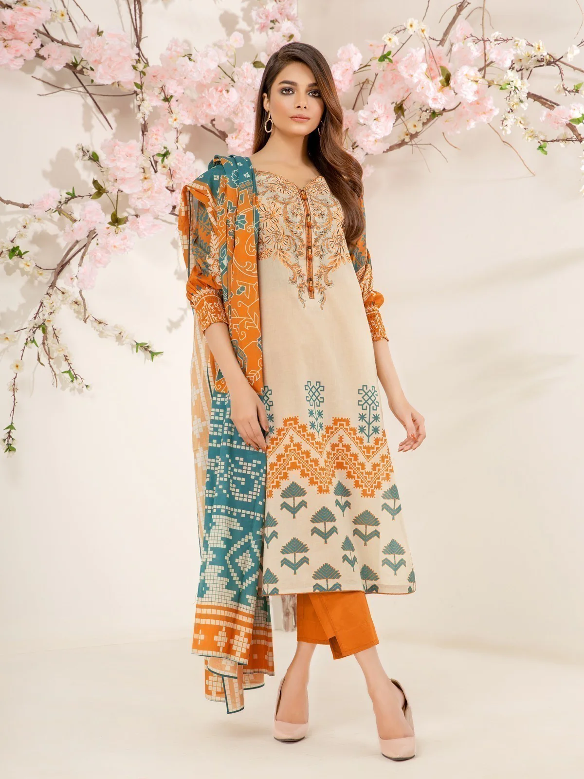 Unstitched Embroidered Lawn Suit - EWU21V2-20445