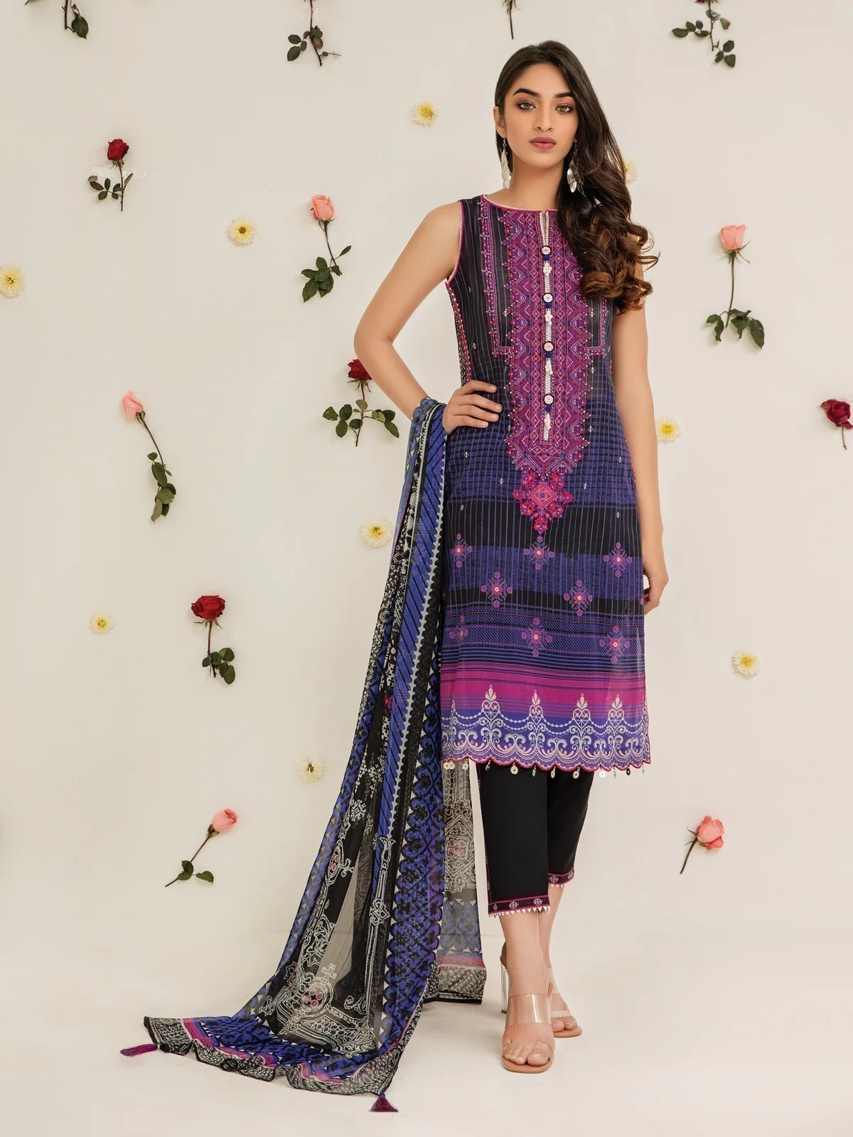 Unstitched Embroidered Lawn Suit - EWU21V2-20462